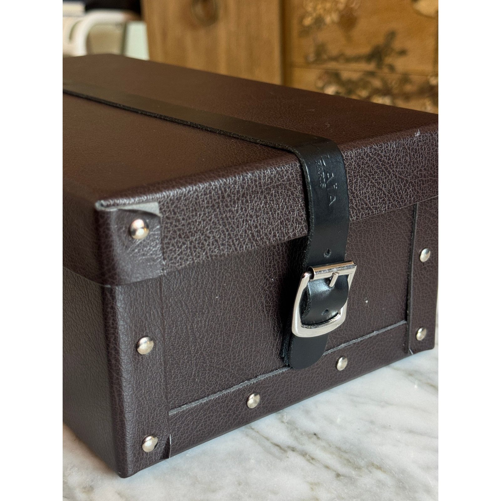 Alaia Alaia Brown Leather Box with Black Leather Strap Size ONE SIZE - 1 Thumbnail