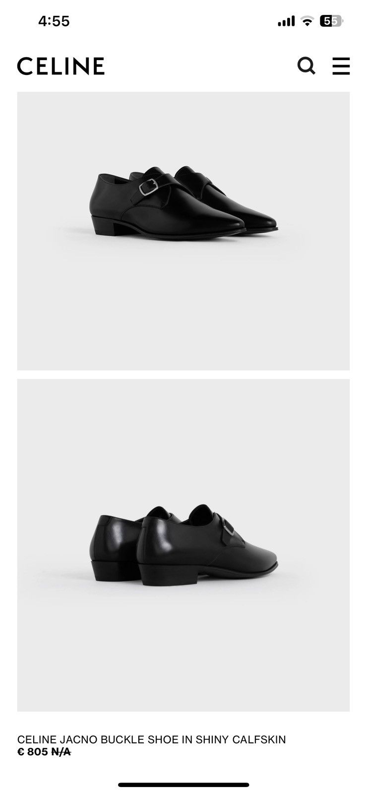 Celine Authentic Rare Celine Jacno Buckle Shoe in Shiny Calfskin Size US 8 / IT 38 - 11 Thumbnail