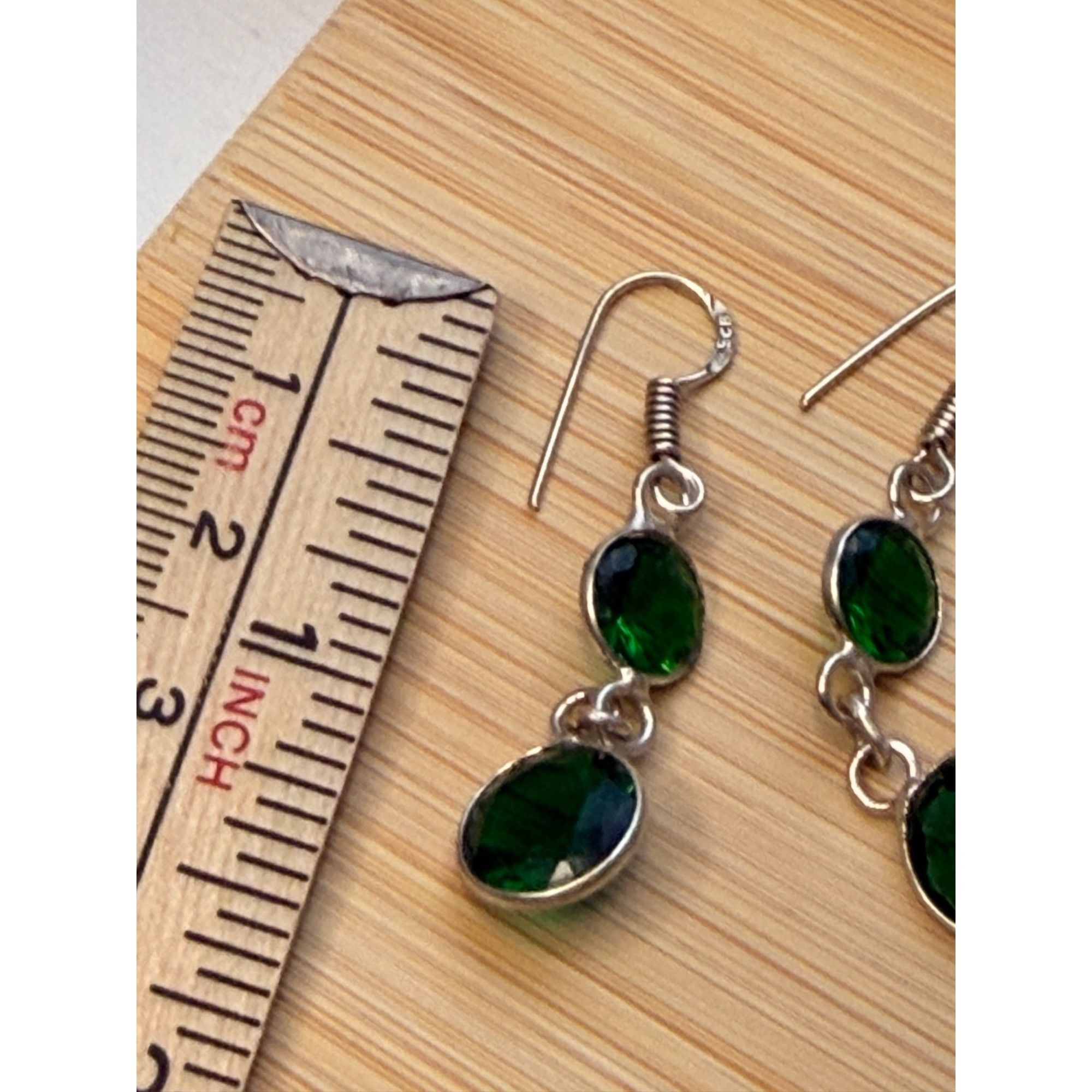 Other Sterling Silver Green Crystal Drop Earrings Size ONE SIZE - 7 Thumbnail
