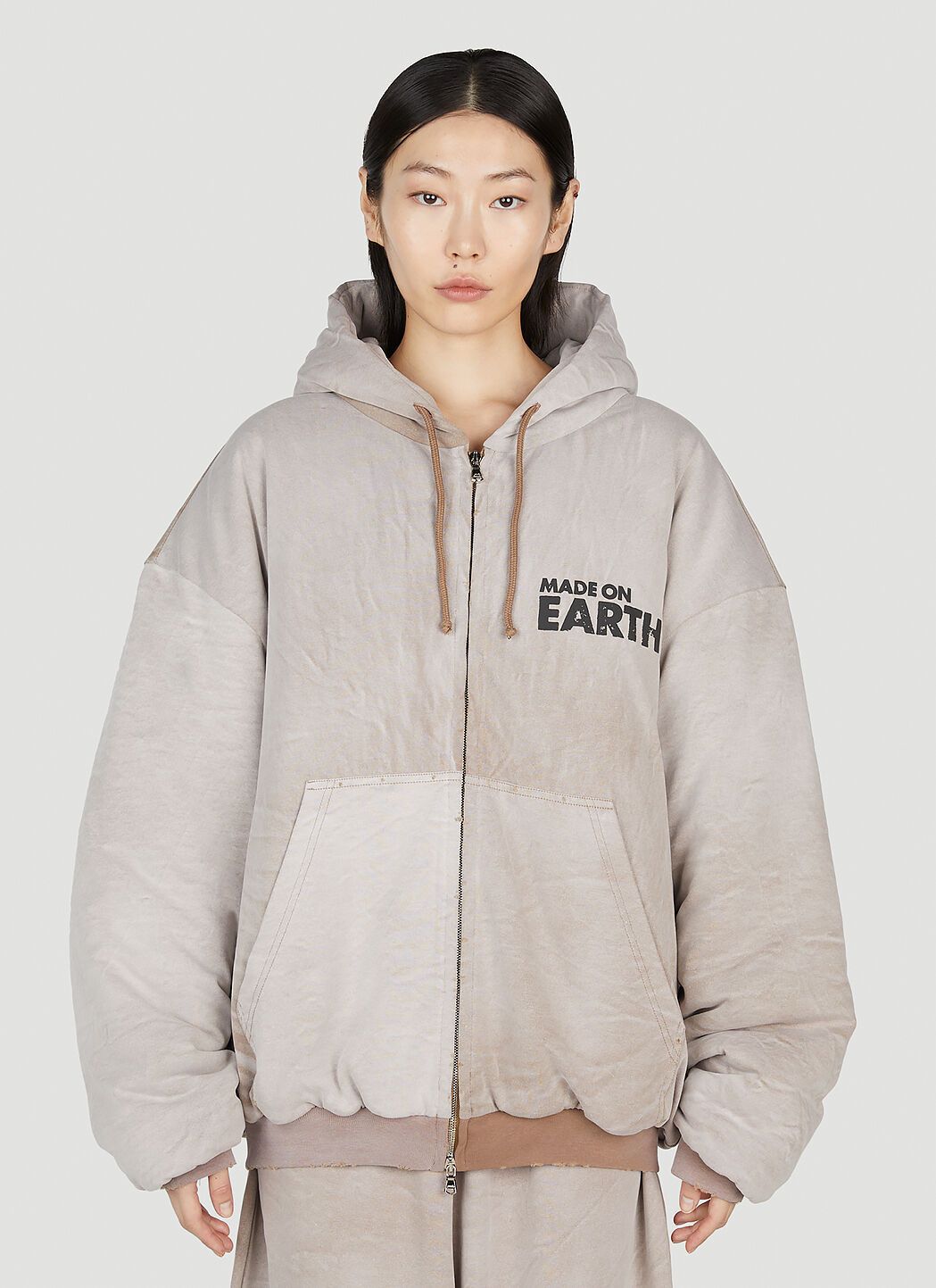 Vetements Faded Beige Made on Earth Hooded Bomber Jacket Size XS / US 0-2 / IT 36-38 - 1 Thumbnail