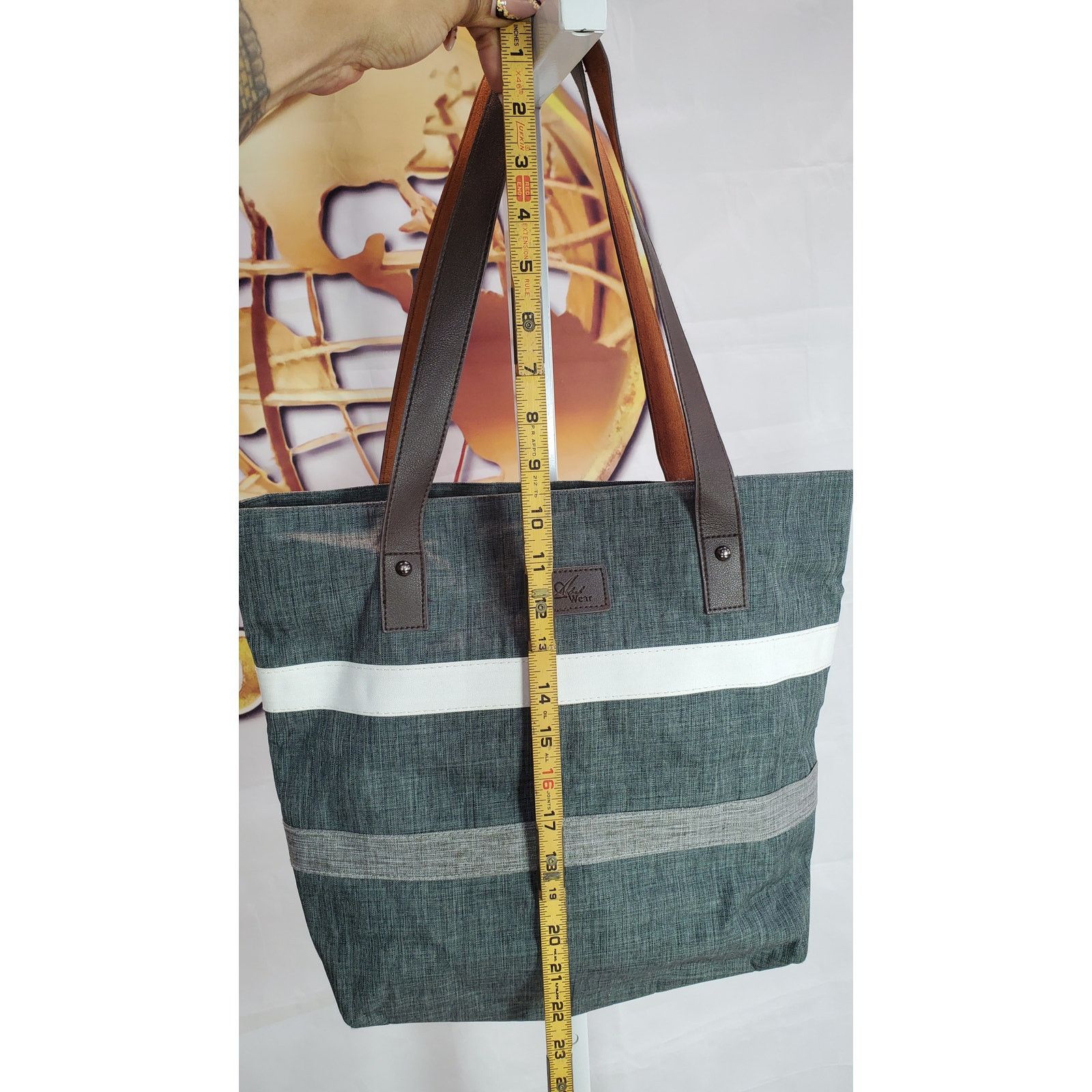 Other Aleah Wear Green White Gray Tote Bag Size ONE SIZE - 8 Thumbnail