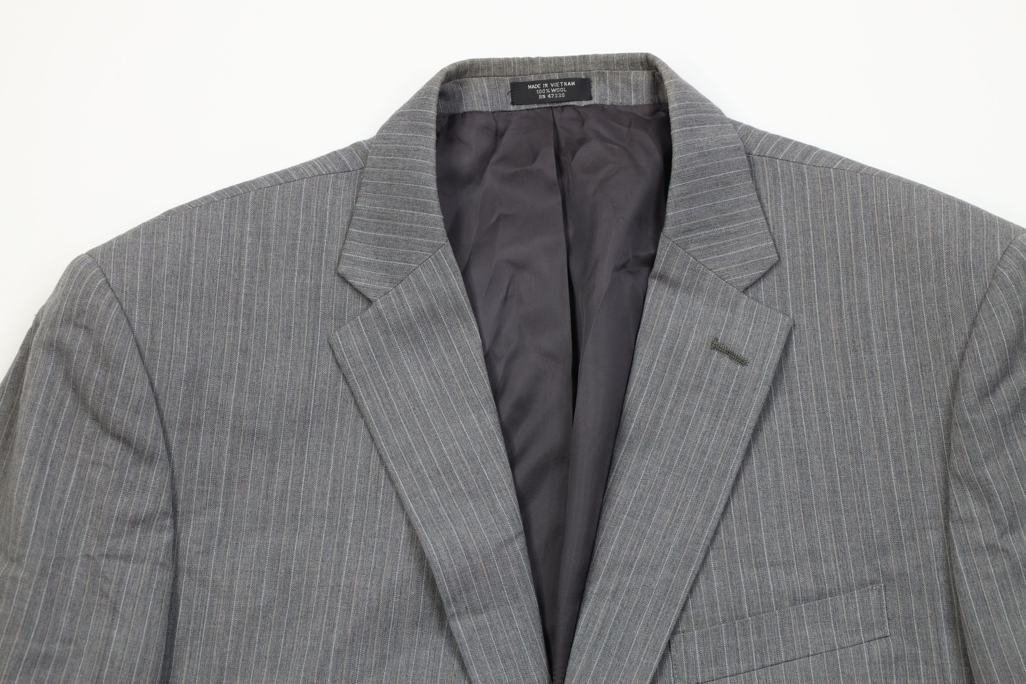 Vintage Vintage 90s Streetwear 3 Piece Wool Pinstriped Suit Size 44L - 3 Thumbnail