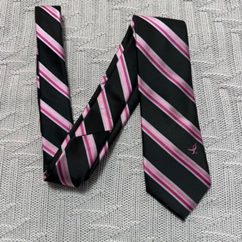 Other Susan G Komen pink black striped breast cancer awareness tie Size ONE SIZE - 1 Thumbnail