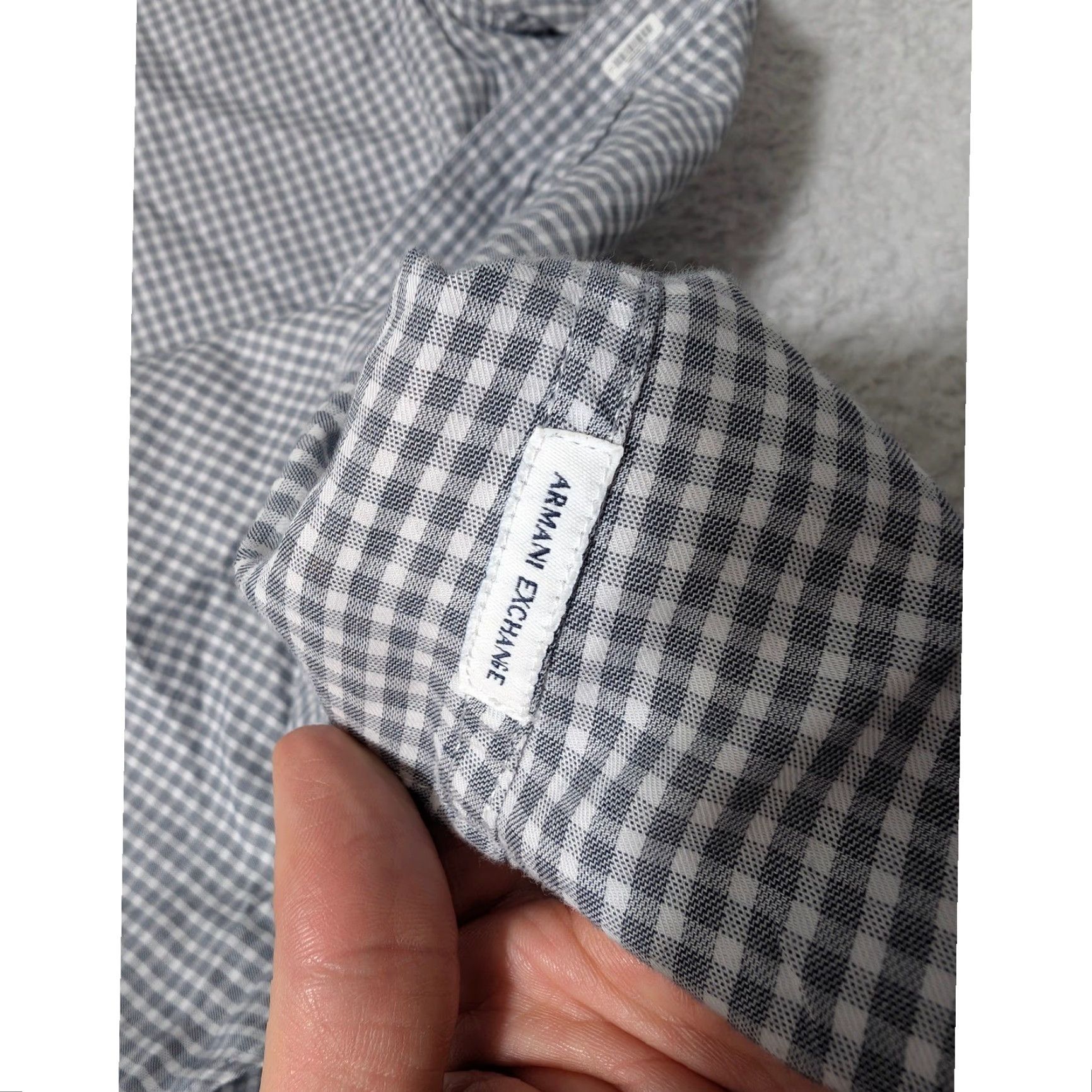 Armani Exchange Armani Exchange Button Down Mens L Grey Gingham Check S/S Regular Fit lightweigh Size US L / EU 52-54 / 3 - 7 Thumbnail