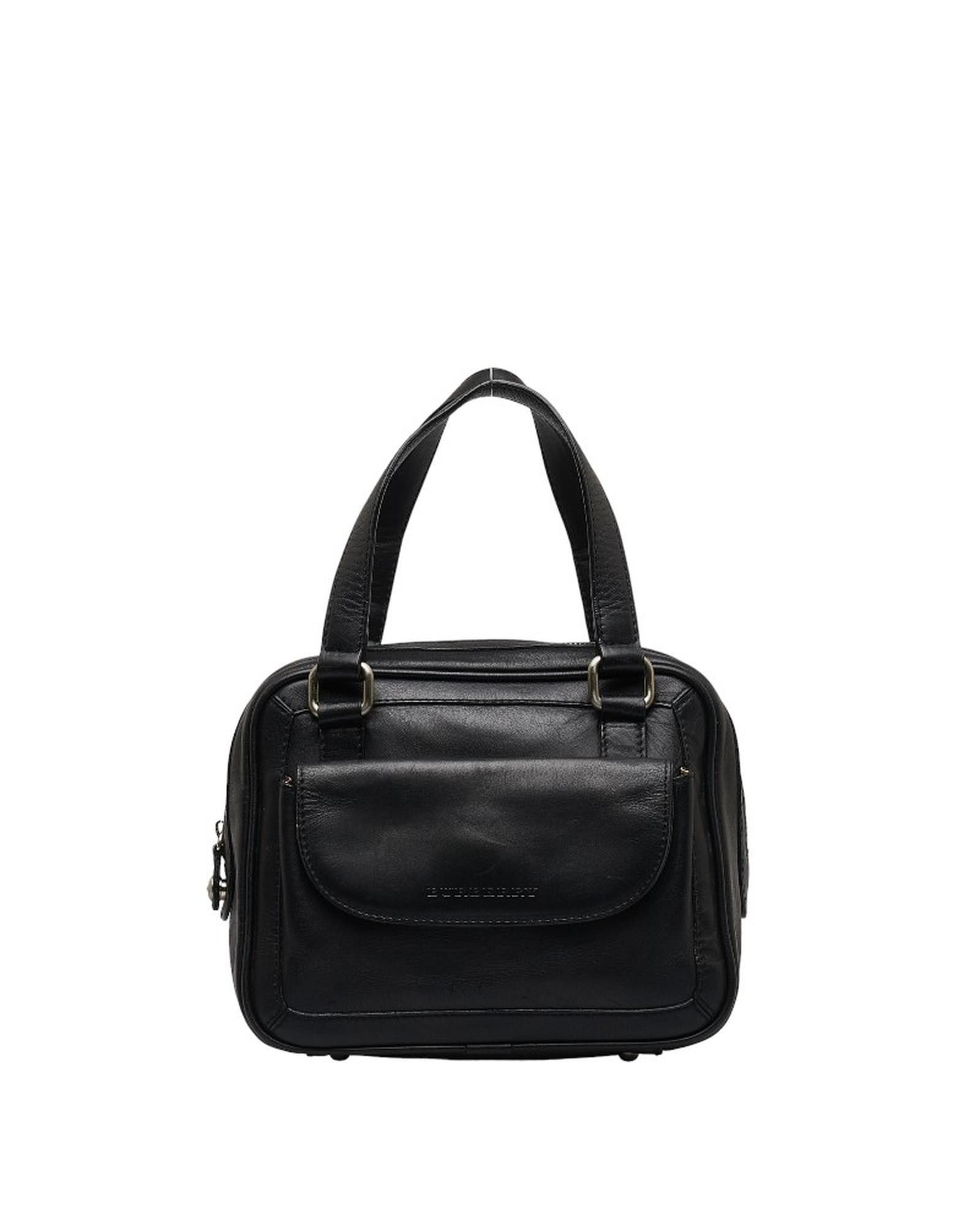 image of Classic Leather Handbag By Burberry in Black, Women's