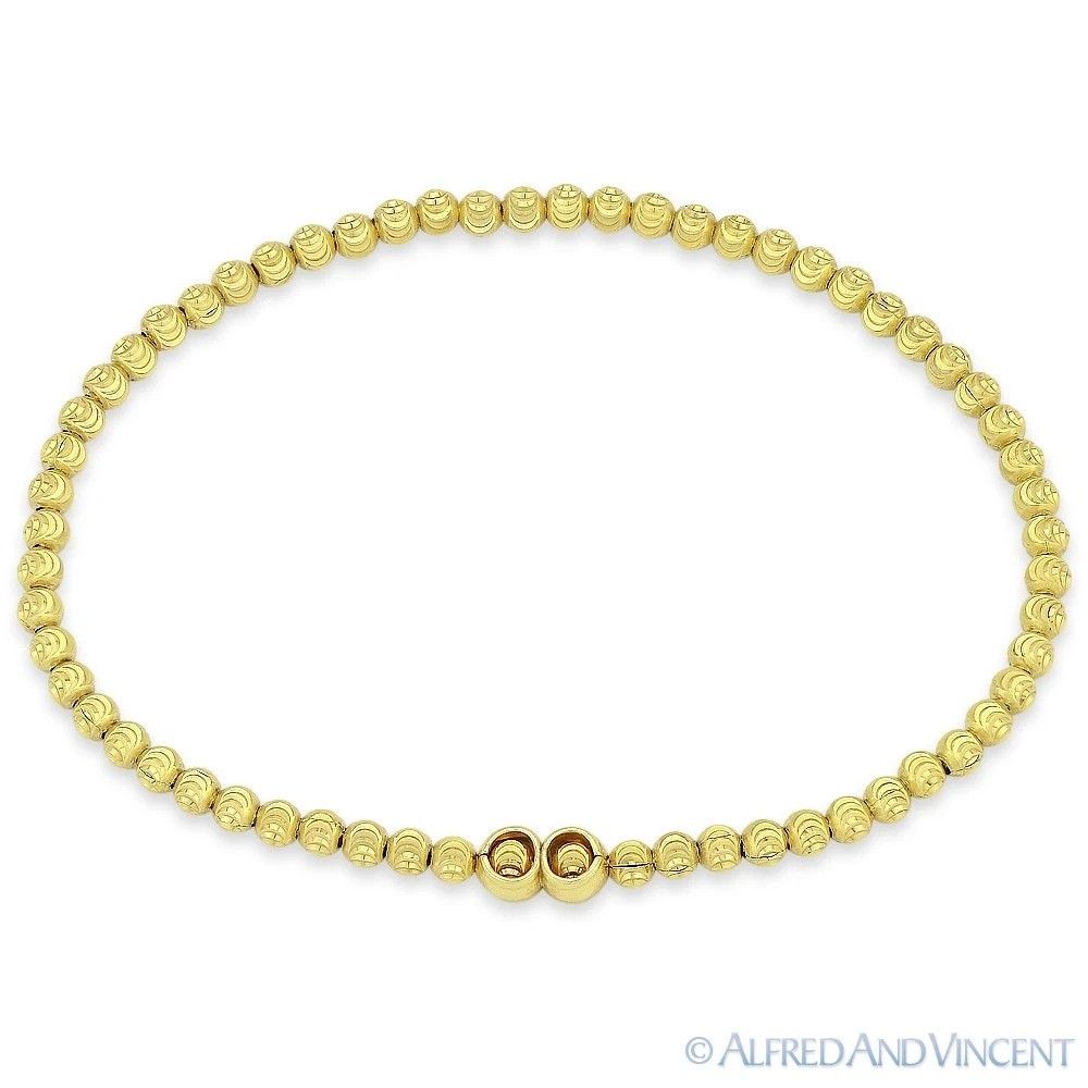 Other 3mm Moon-Cut Ball Bead Italy-Made Stretch Bracelet Size ONE SIZE - 1 Preview