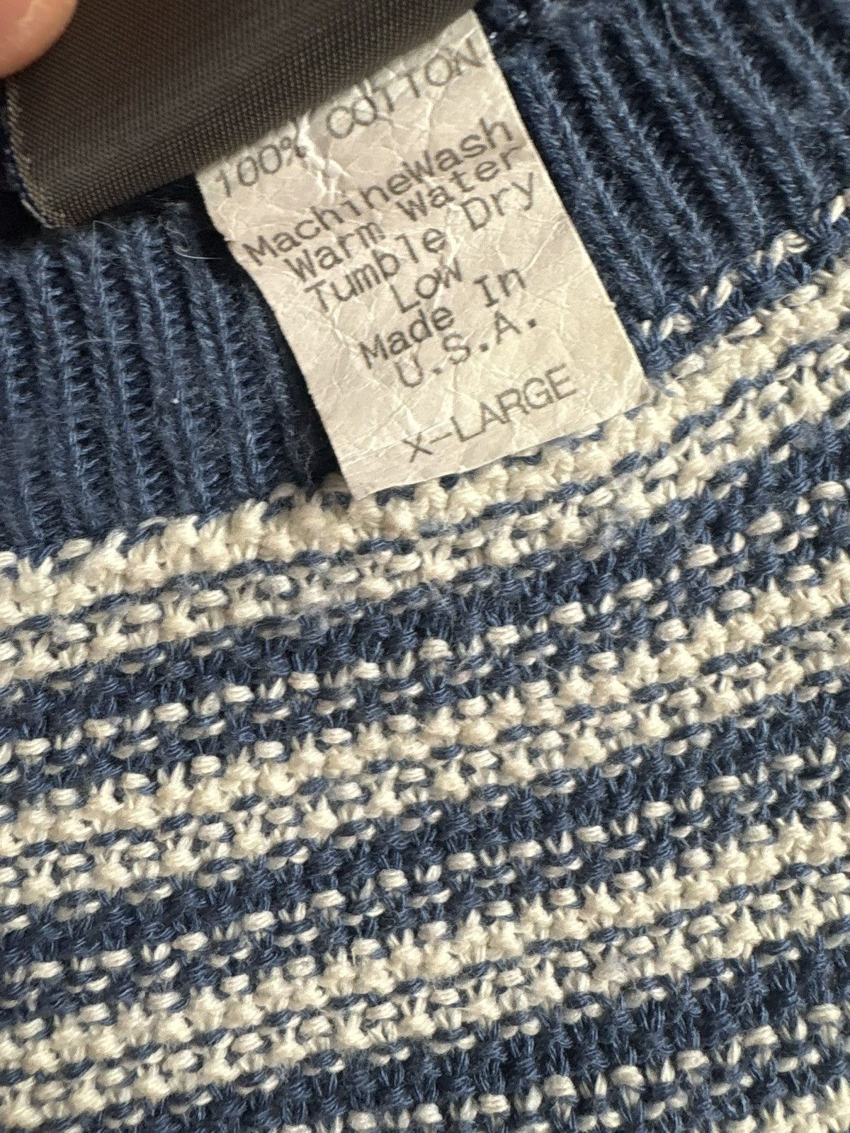 American Apparel Vintage Blue and white striped sweater Size US XL / EU 56 / 4 - 3 Thumbnail