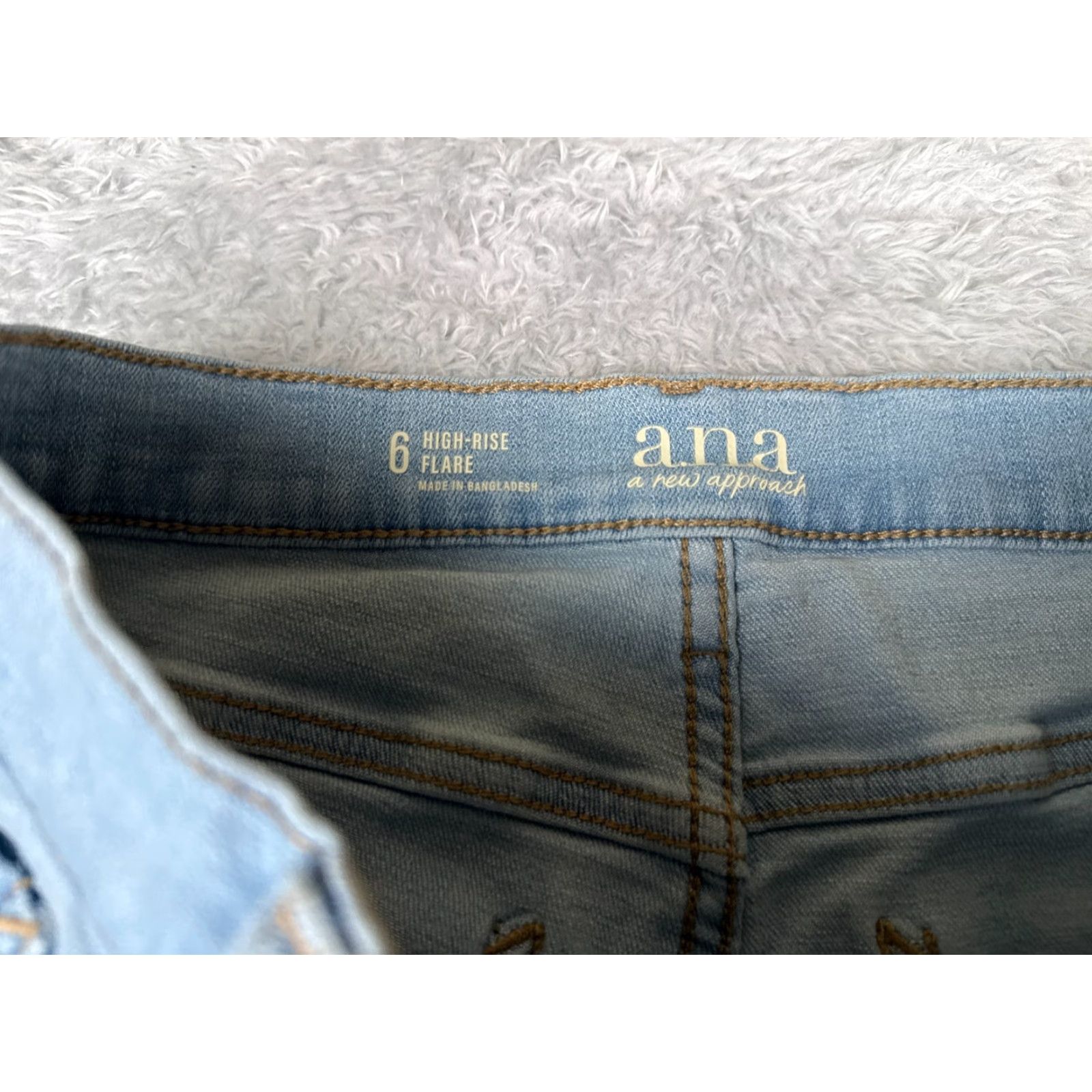 Vintage ana Jeans Womens Jeans Flared Distressed High Rise 27x32 Blue Denim Cotton Blend Regular 6 Womens Men? Size 28" / US 6 / IT 42 - 6 Thumbnail