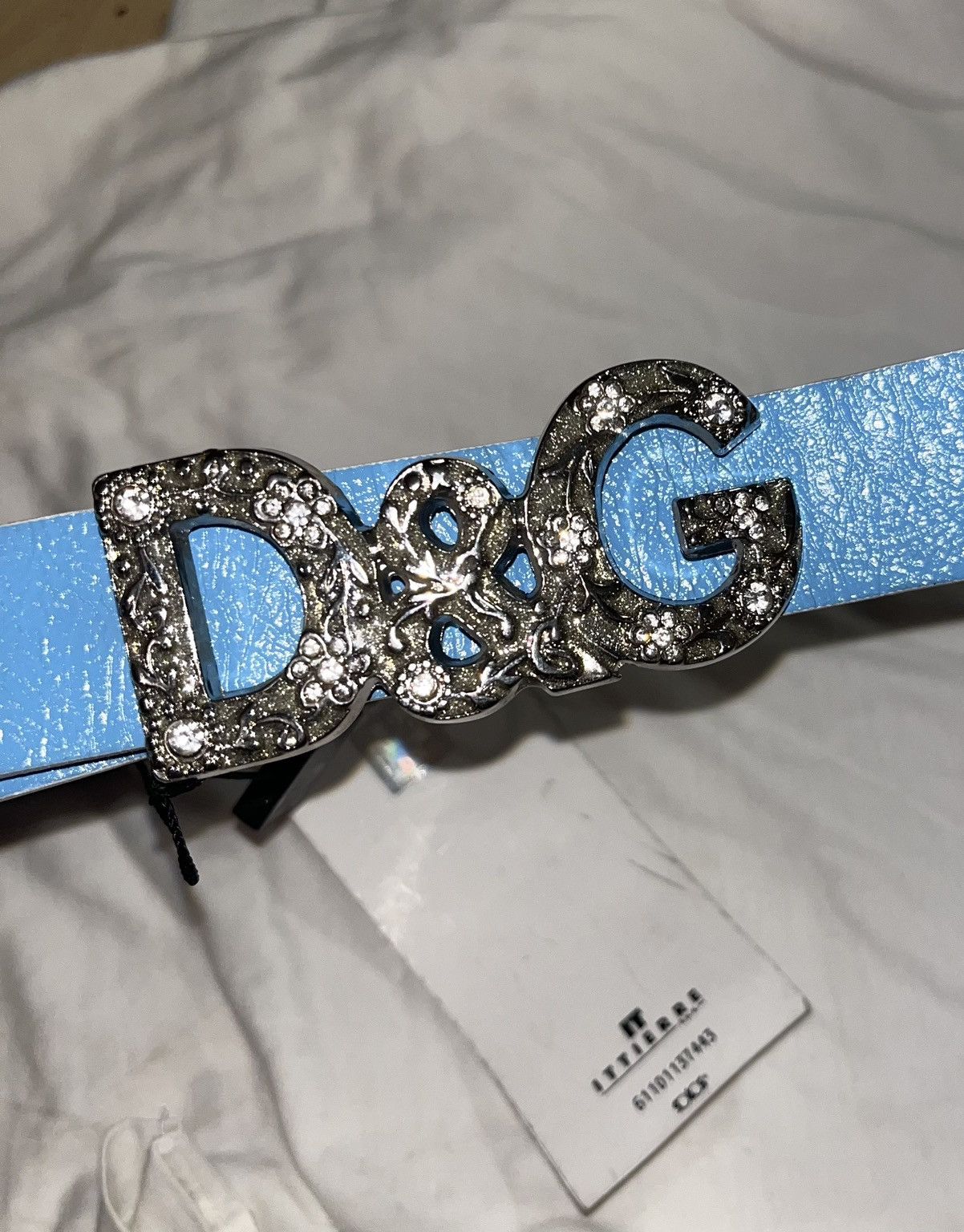 Dolce & Gabbana Dolce & Gabbana Belt 85 Babyblue D&G Schnalle Size ONE SIZE - 1 Thumbnail