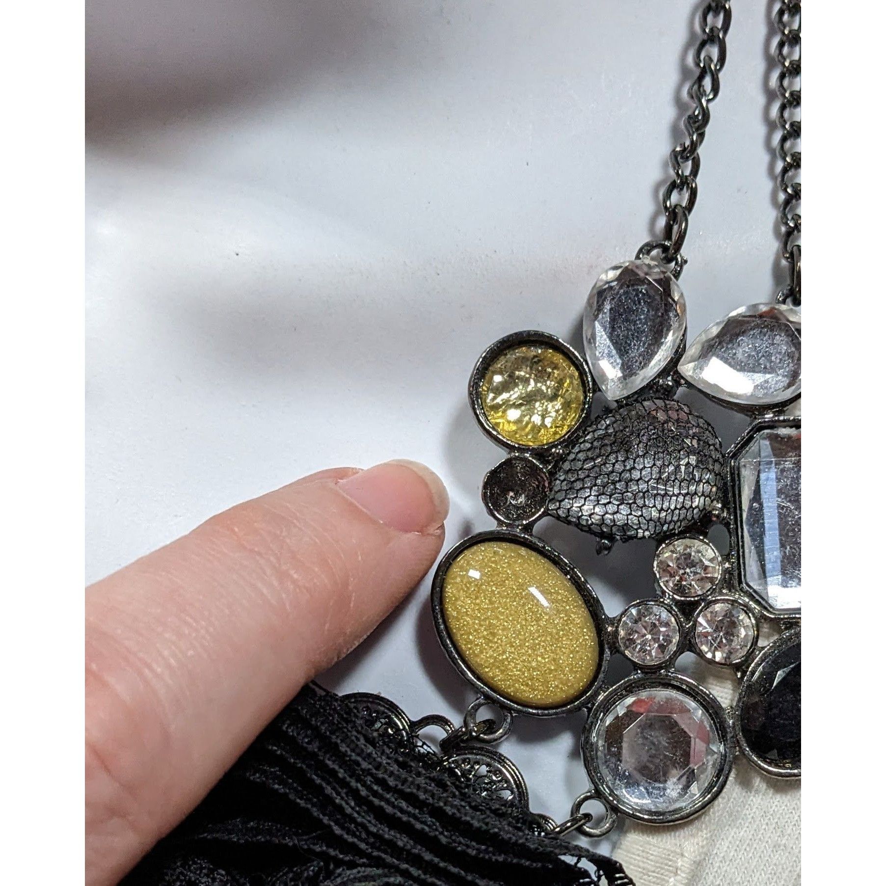Other NY Floral Glam Beaded Statement Necklace With Lace Flower Size ONE SIZE - 3 Thumbnail