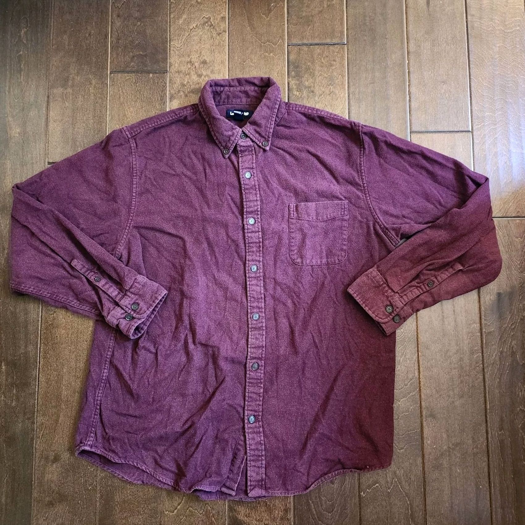 Lands' End Lands' End Men Burgundy Pocket Button-Up Shirt - Size L Regular Fit Long Sleeve Collared Cotton Button Closure N/A Size US L / EU 52-54 / 3 - 2 Thumbnail