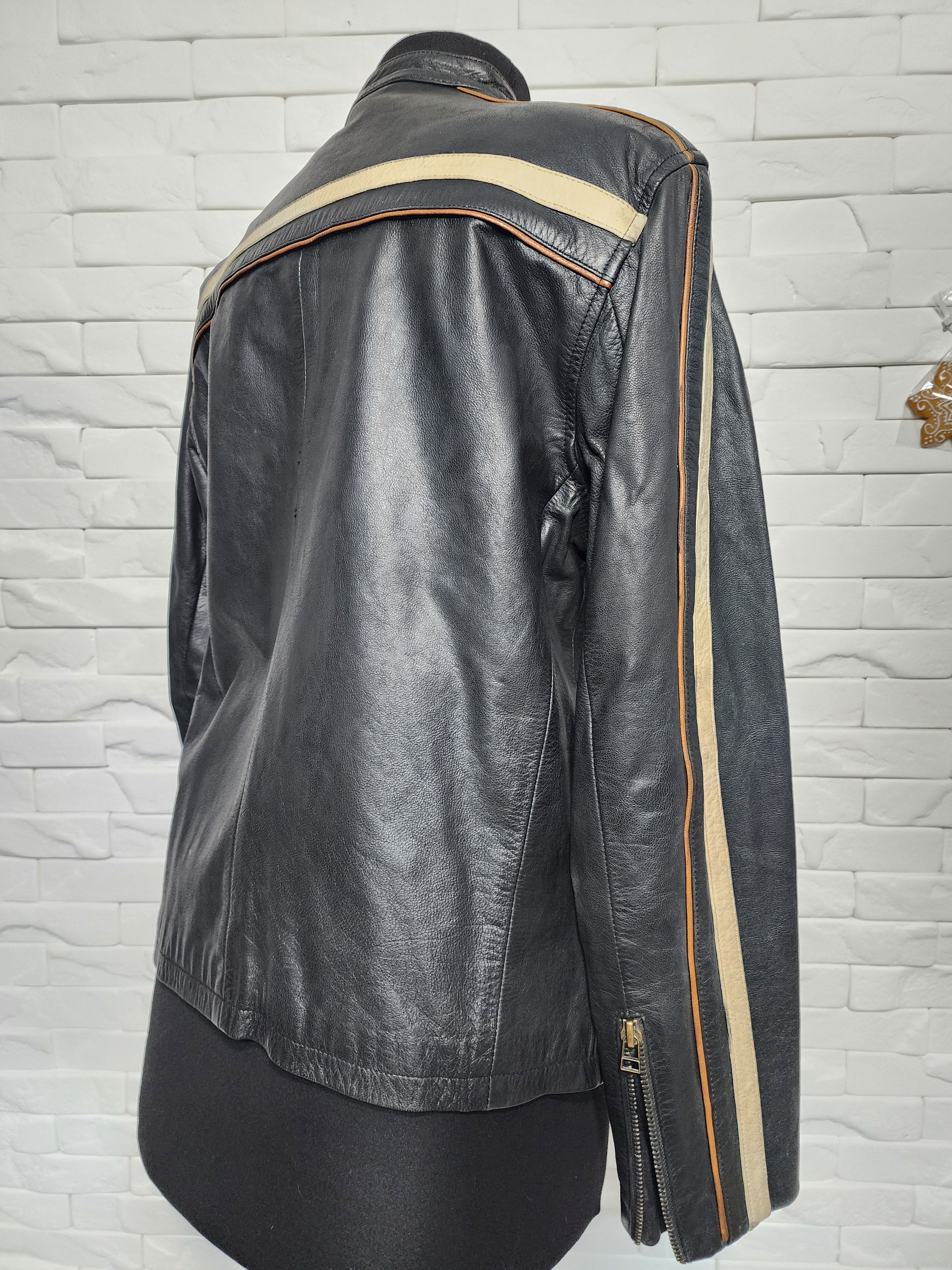 Uniqlo Men's Black Leather Sport Jacket: Metal Zipper. Size US M / EU 48-50 / 2 - 6 Thumbnail