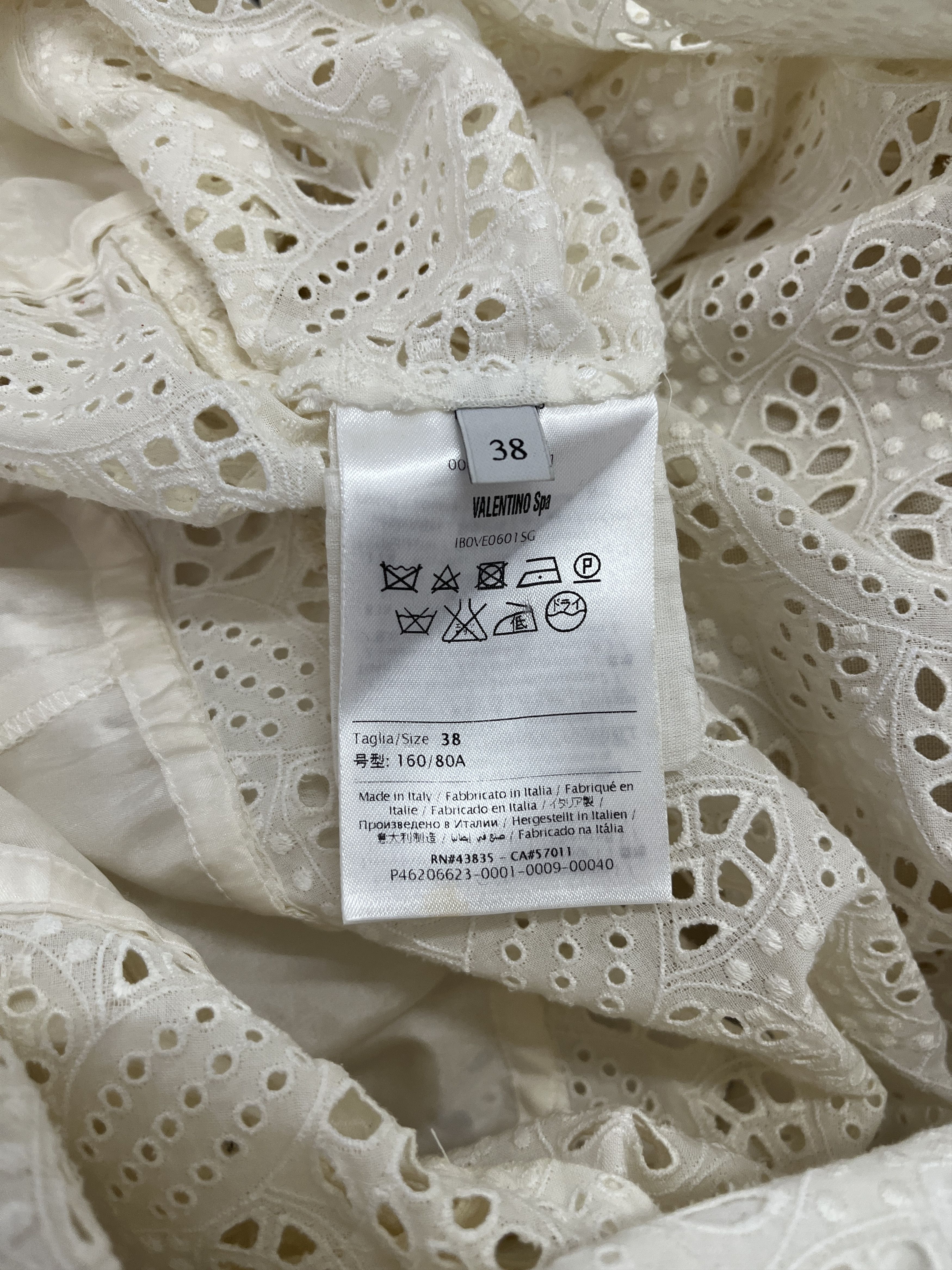 Valentino Valentino White Cotton Embroidered Lace Eyelet Jumpsuit Size XS / US 0-2 / IT 36-38 - 10 Thumbnail
