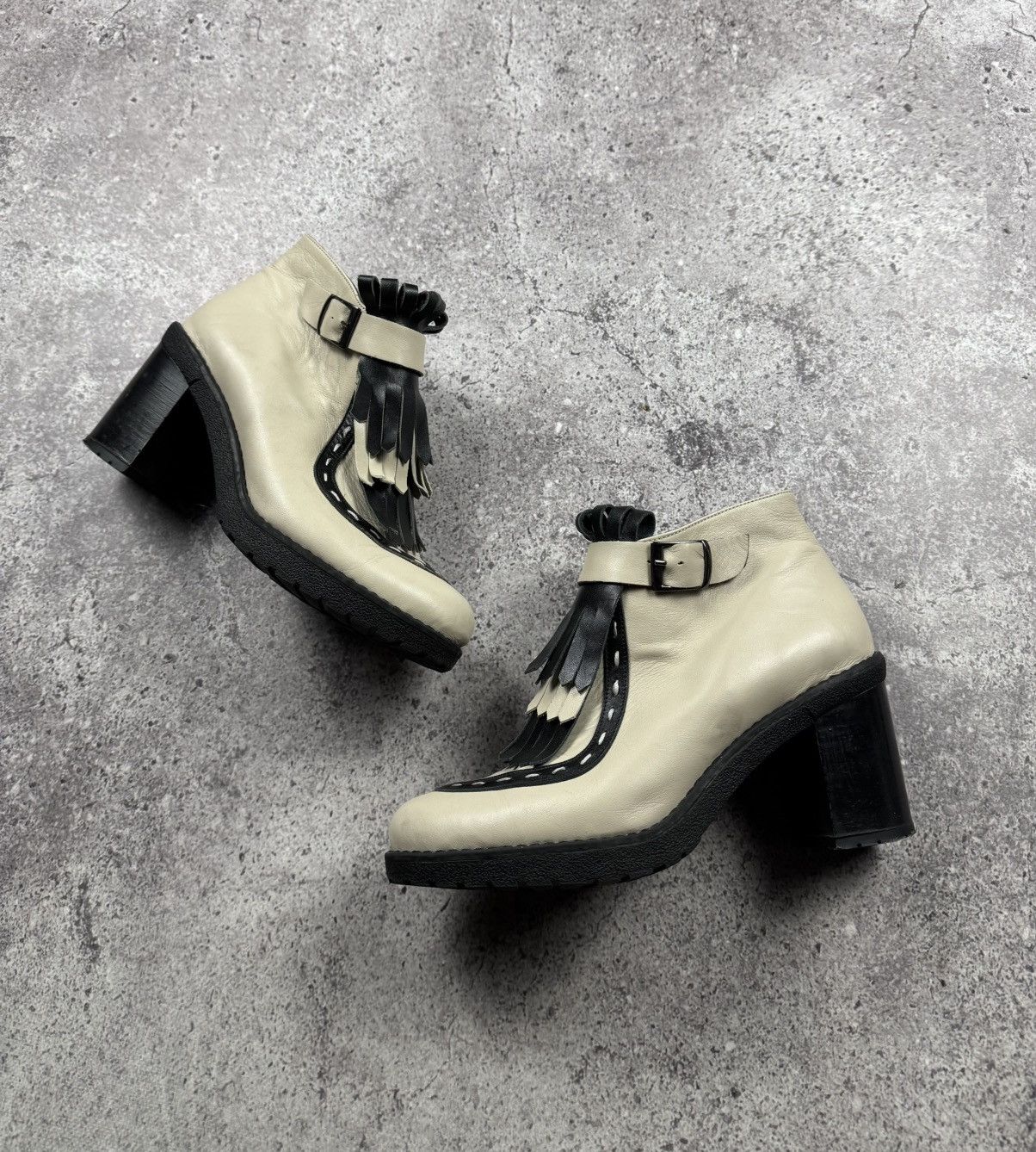 Japanese Brand Vintage Rick Owen’s Style Y2K Leather Fridge Heels Boots 00s Size US 8 / IT 38 - 19 Thumbnail