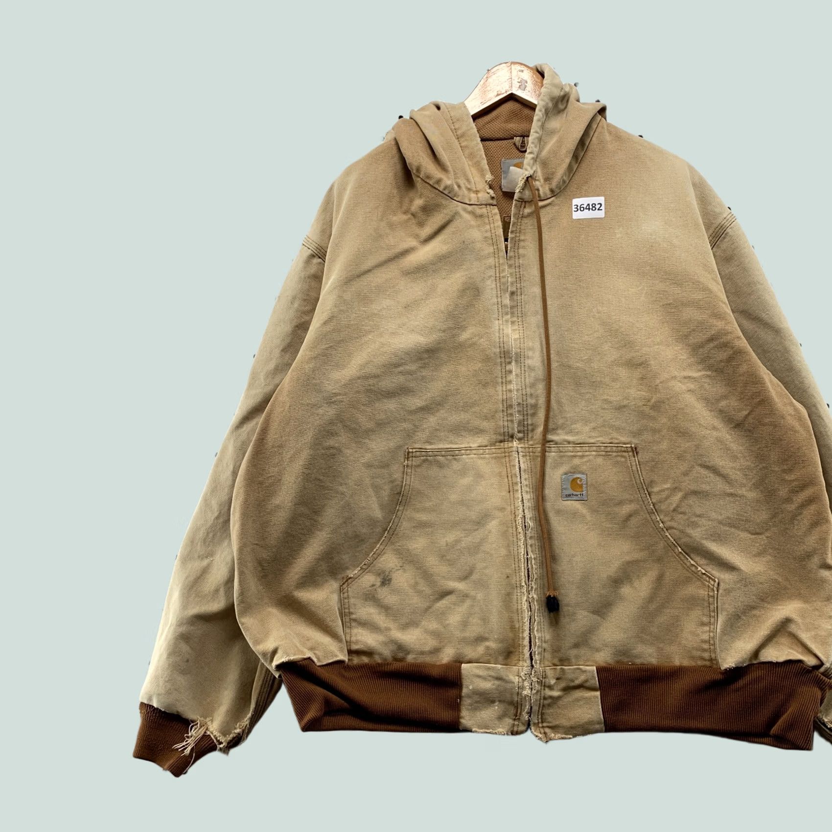 Carhartt VINTAGE Carhartt Hoodie Mens 2XL Brown Canvas Jacket Men Thermal Lined Faded 29x28 Size US XXL / EU 58 / 5 - 1 Thumbnail