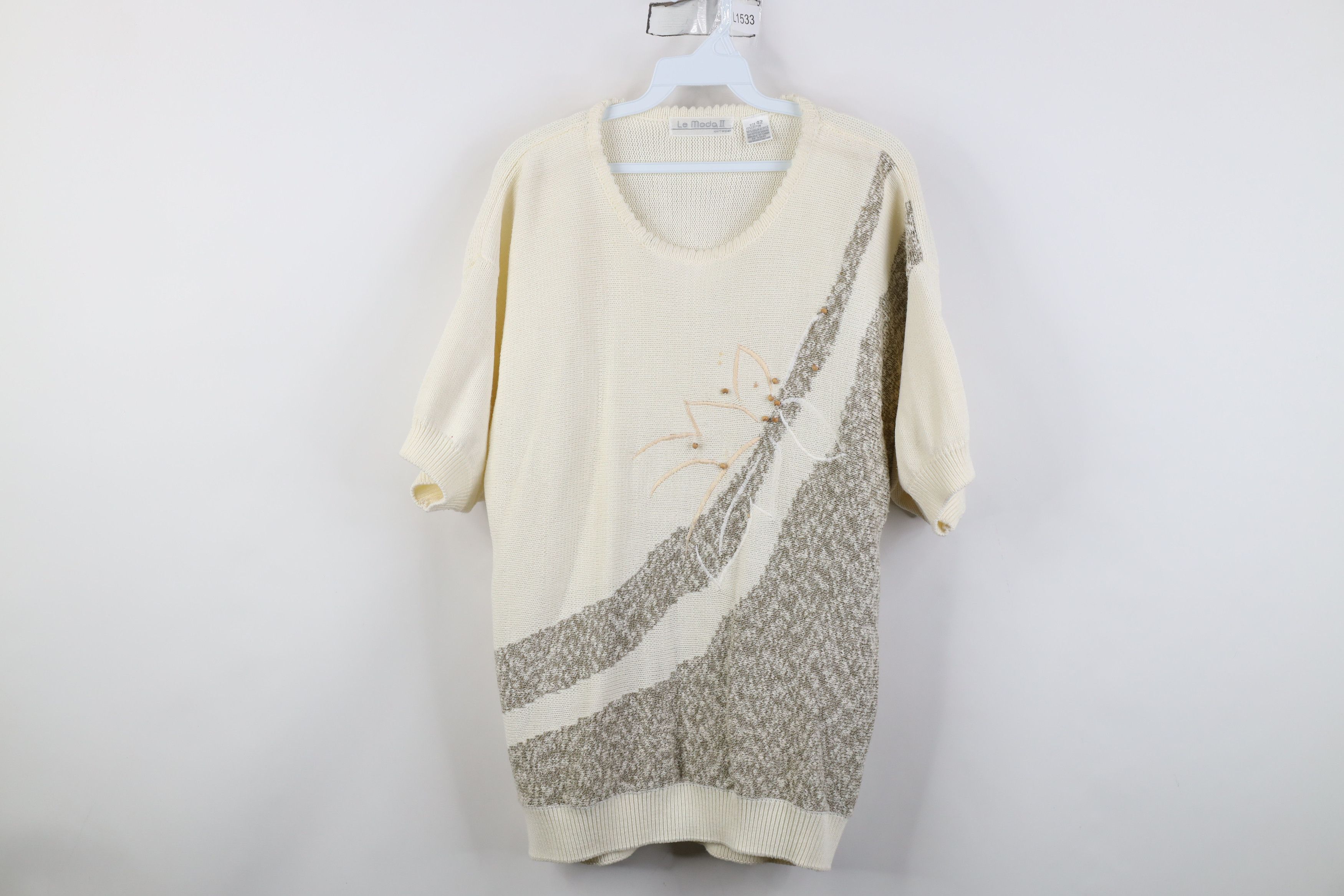 Vintage Vintage 80s 90s Streetwear Flower Short Sleeve Sweater Size M / US 6-8 / IT 42-44 - 1 Thumbnail