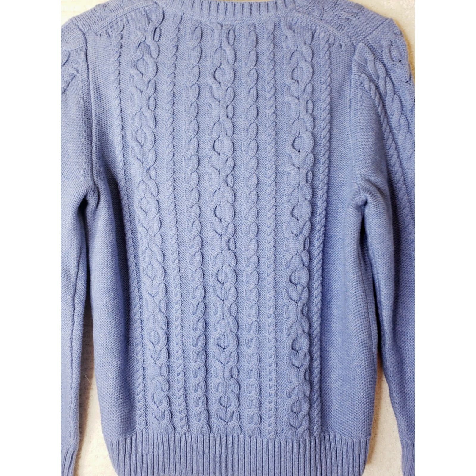 Vintage L.L. Bean Sweater Womens Medium Blue Cable Knit Crew Neck Pullover Casual Cotton Size M / US 6-8 / IT 42-44 - 6 Thumbnail