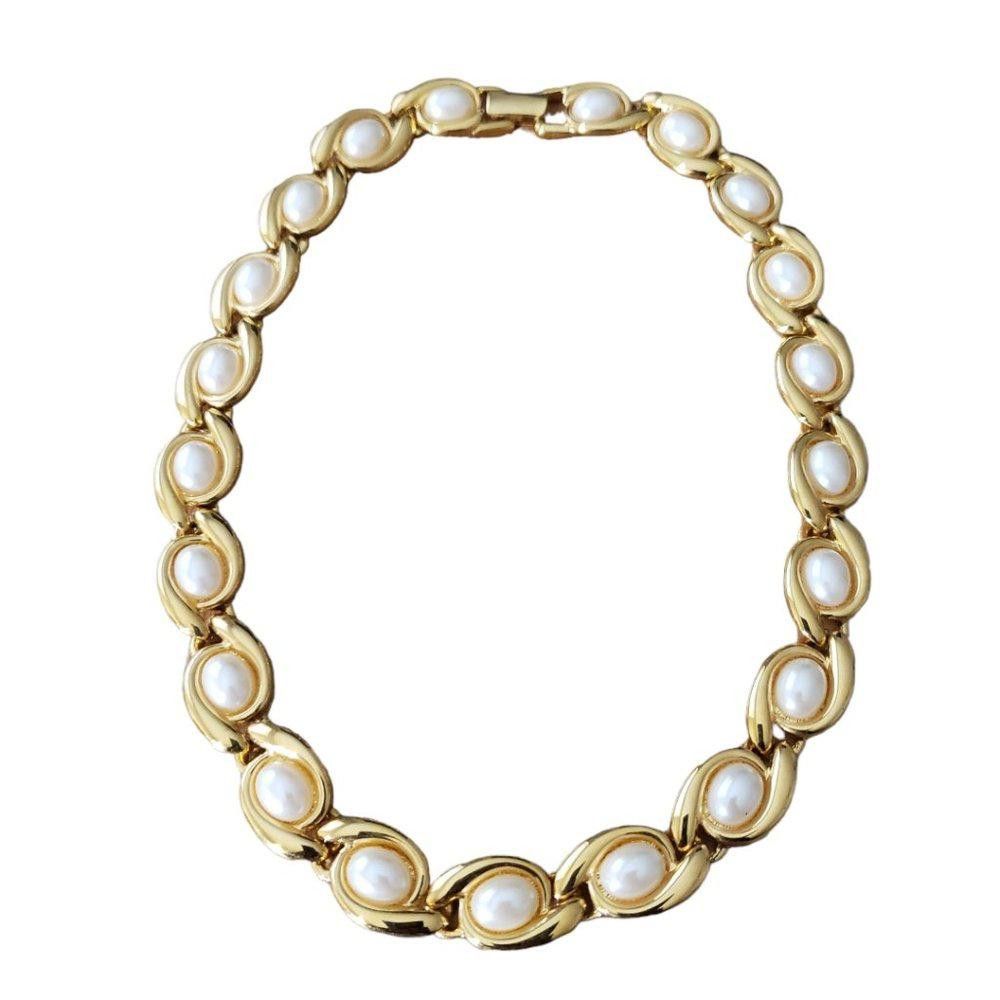 Designer Napier Vintage Gold Tone and Pearl Necklace Size ONE SIZE - 1 Thumbnail