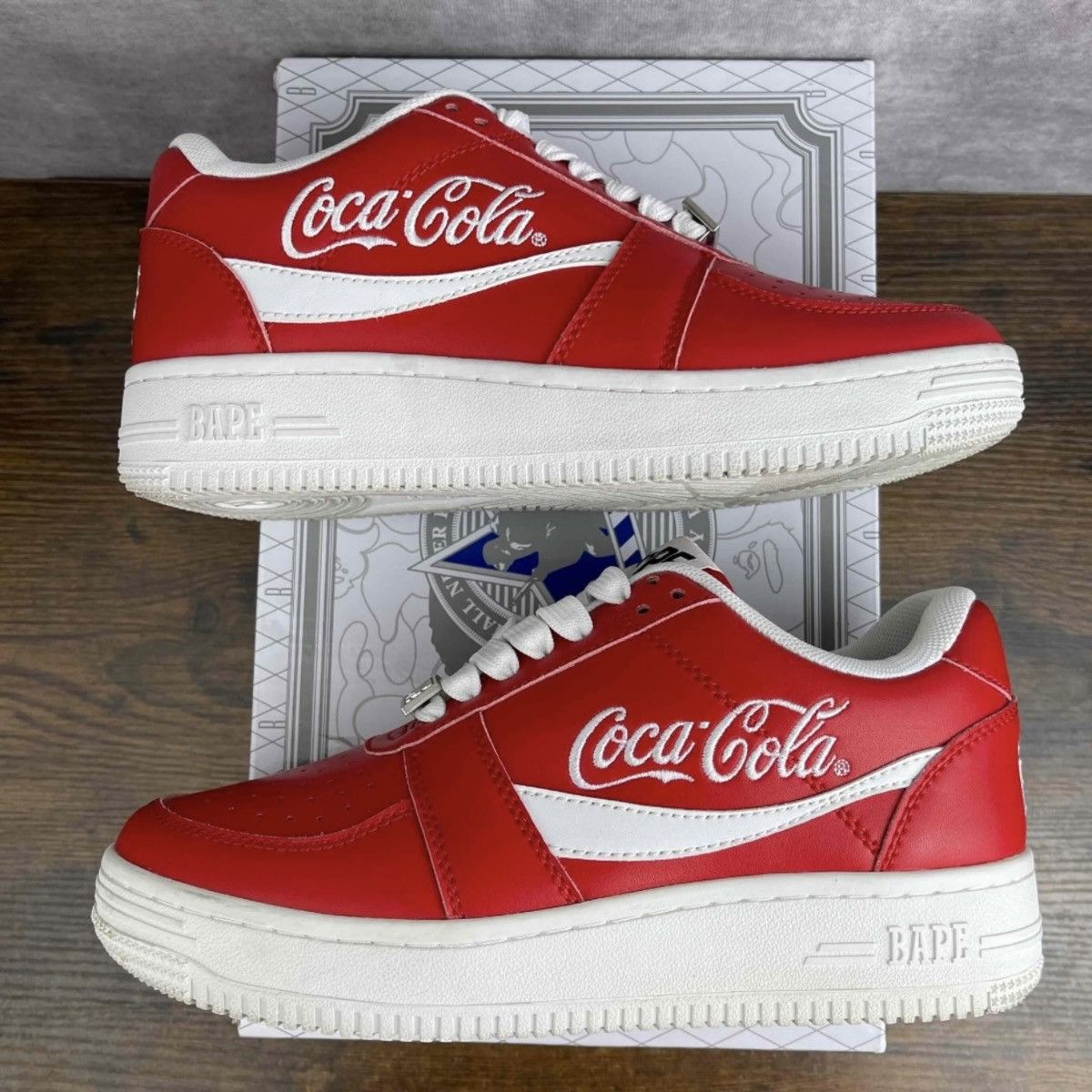 Bape × Coca Cola A Bathing Ape Bapesta Low Coca-Cola Red Size 6.5 Soda Shoes Size US 6.5 / EU 39-40 - 3 Thumbnail