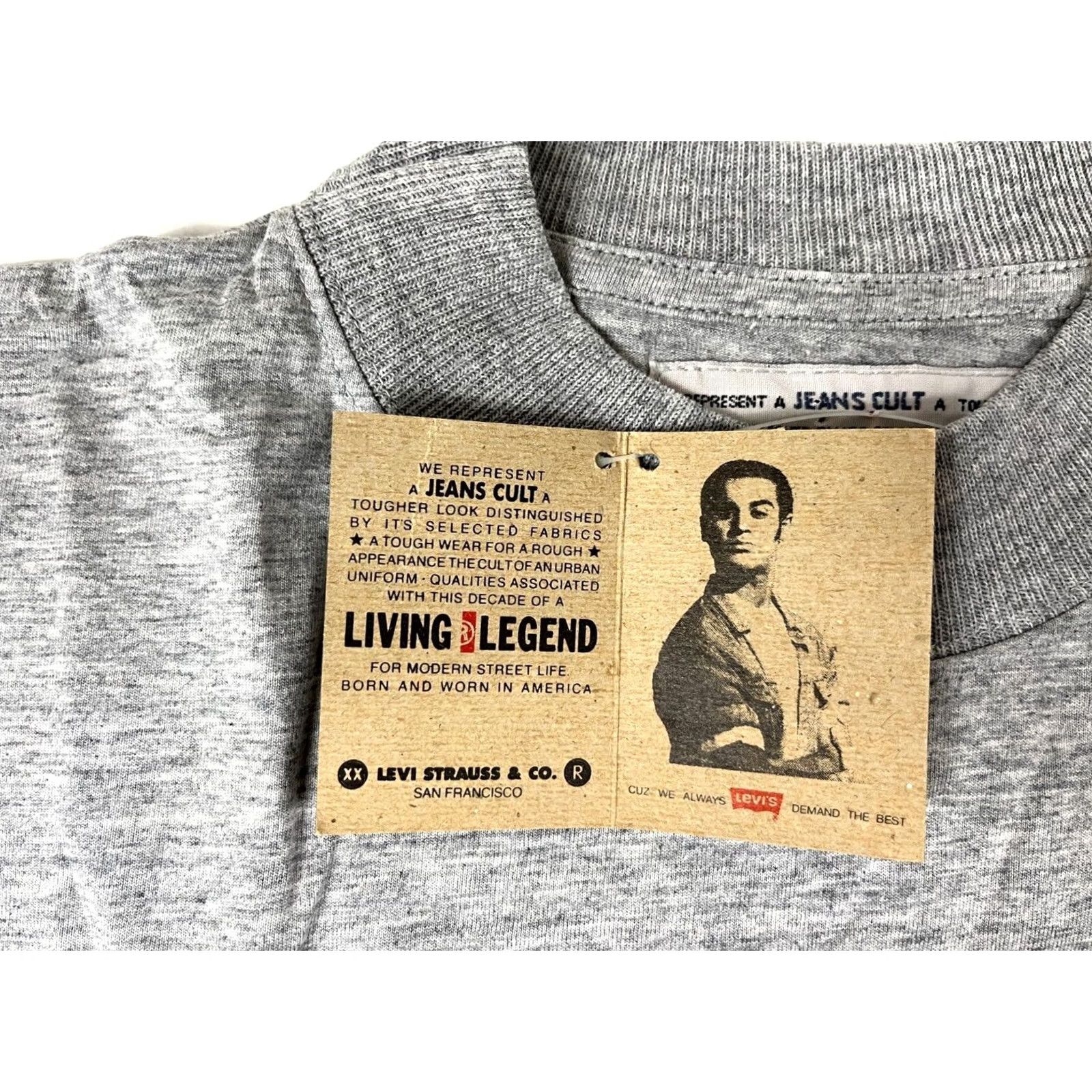 Levi's VINTAGE Levi's 501 Jeans Cult Men's T-Shirt Long Sleeve Sz L Gray 90s Crew Neck NOS Size US L / EU 52-54 / 3 - 6 Thumbnail