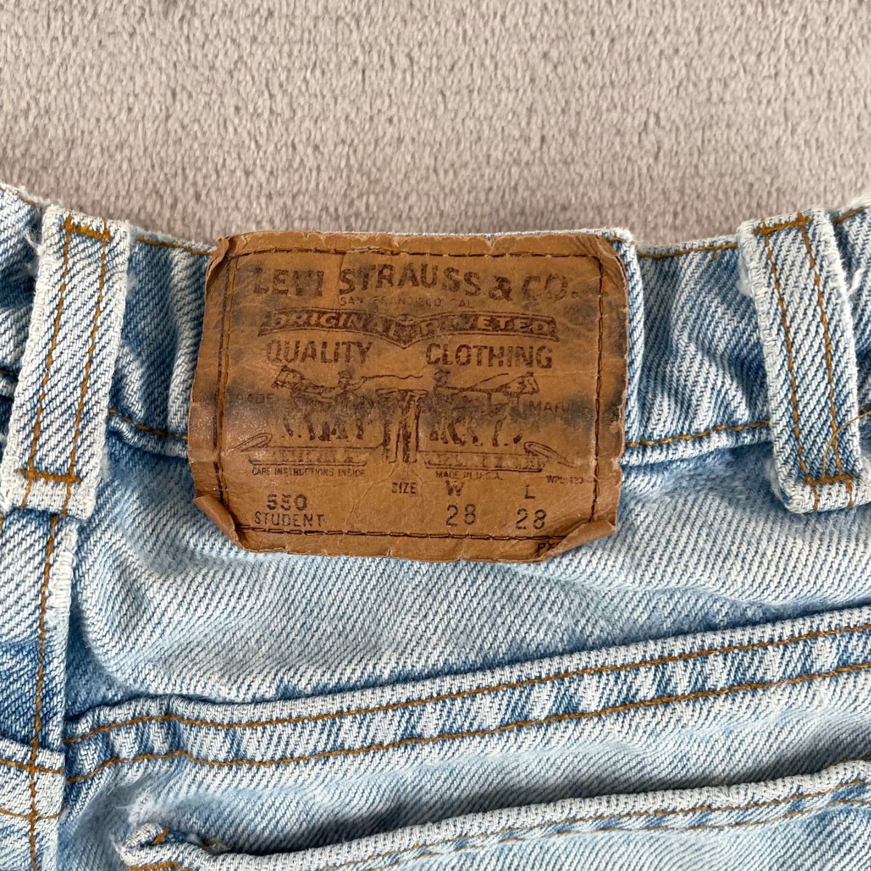 Levi's VINTAGE Levi's 90s 550 Student Orange Tab Jeans 26x27 Blue Denim Relaxed Fit Mens Size US 26 / EU 42 - 7 Thumbnail