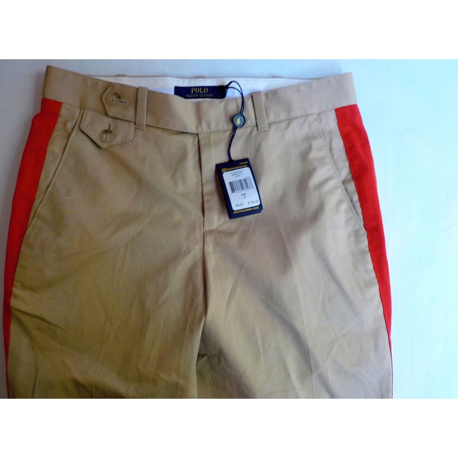 Polo Ralph Lauren POLO RALPH LAUREN Side Striped Skinny Capri Pant Women XS 0 Beige/Red NWT Size 25" / US 0 / IT 36 - 4 Thumbnail