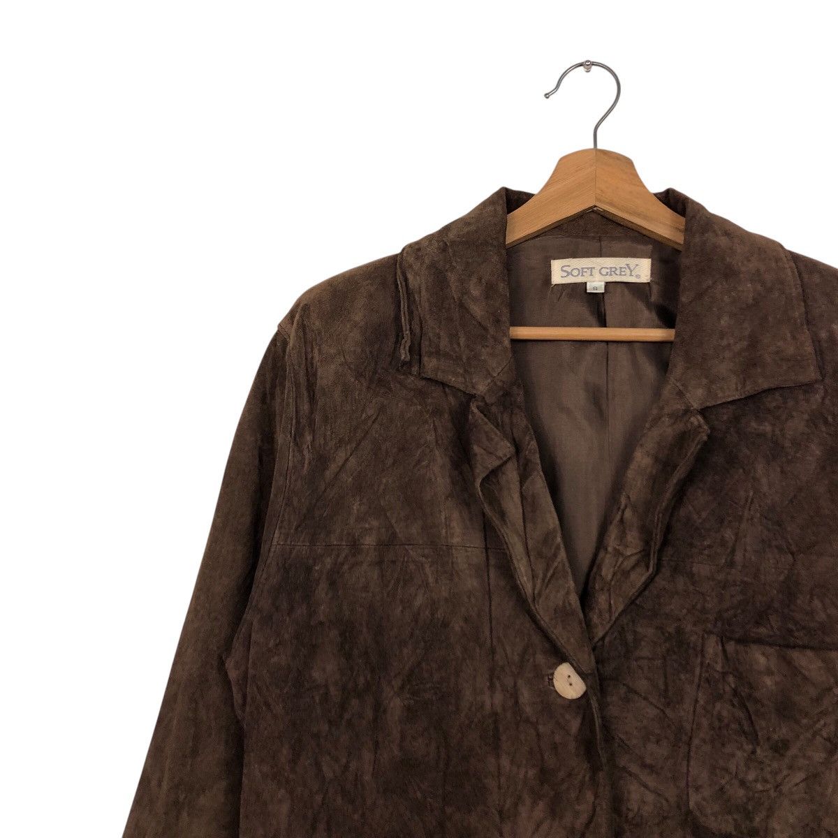 Japanese Brand 📌Vintage Worker Shirt Leather Jacket Soft Grey Issey Miyake Size US S / EU 44-46 / 1 - 8 Thumbnail