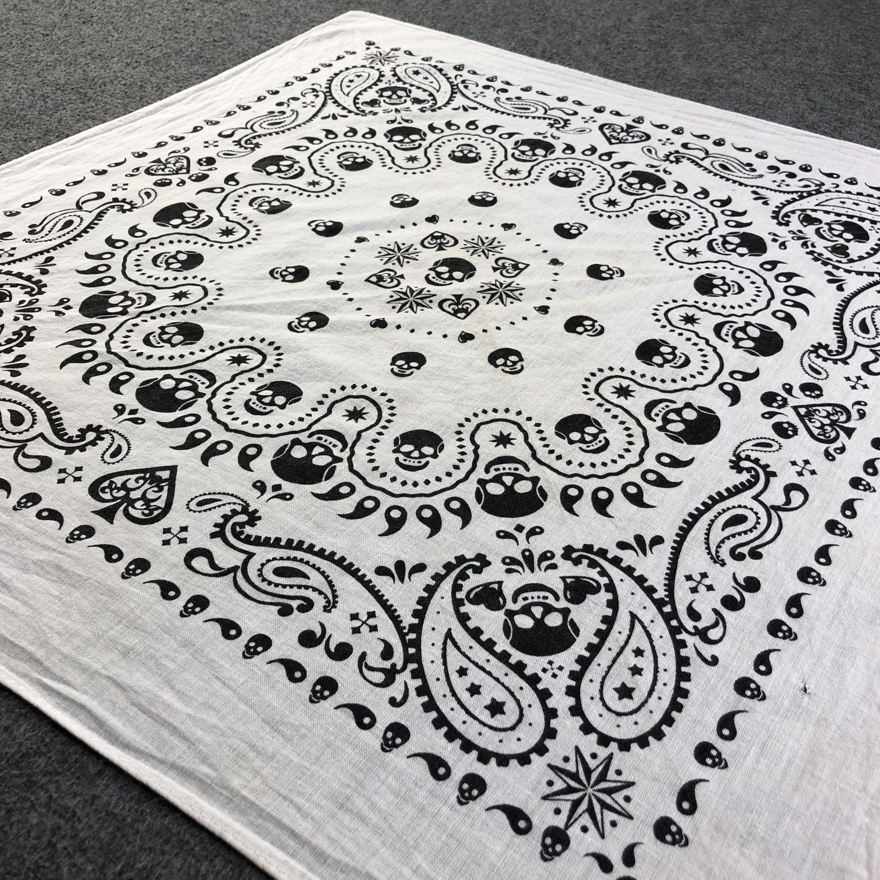 Seditionaries Skulls Paisley Bandana Neckerchief Handkerchief H2325 Size ONE SIZE - 2 Thumbnail