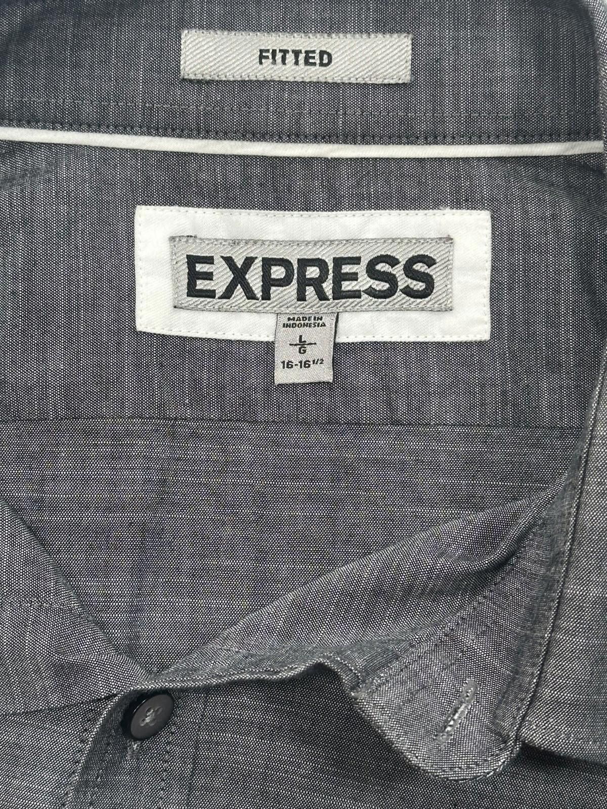 Express Express Fitted 100% Cotton Button-Up Gray Mens L 16-16.5 Size US L / EU 52-54 / 3 - 3 Thumbnail