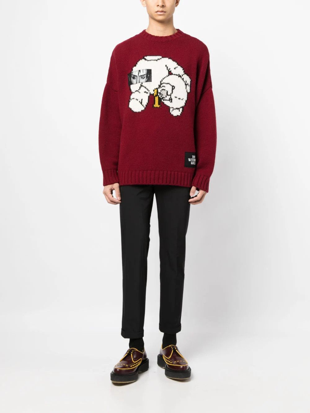 Undercover o1mle0824 Teddy Bear Crewneck Sweaters in Bordeaux Red Size US XL / EU 56 / 4 - 2 Thumbnail