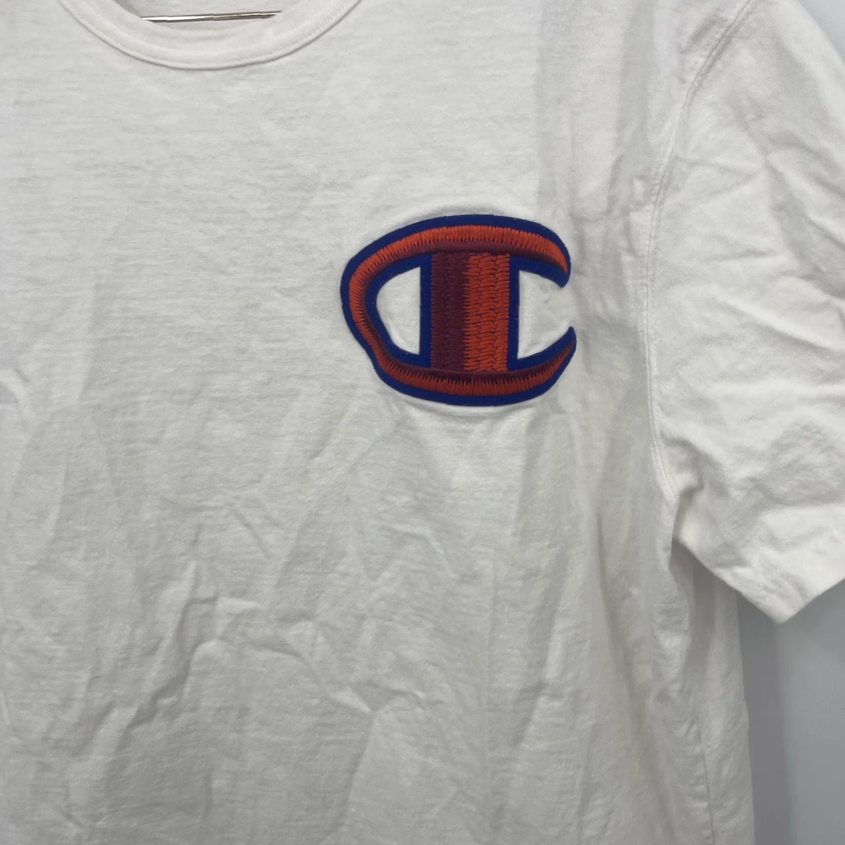 Champion VINTAGE Champion Shirt Mens XL White Big Embroidered Logo Solid Tee Y2K Size US XL / EU 56 / 4 - 3 Thumbnail