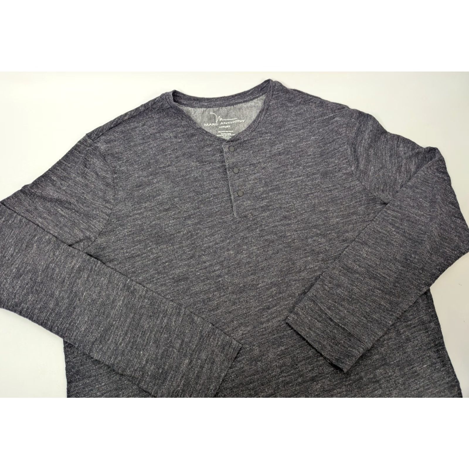 Vintage Marc Anthony Men’s Henley Shirt 2XL Dark Gray Stretch Long Sleeve Button Vintage: No Size US XXL / EU 58 / 5 - 2 Thumbnail