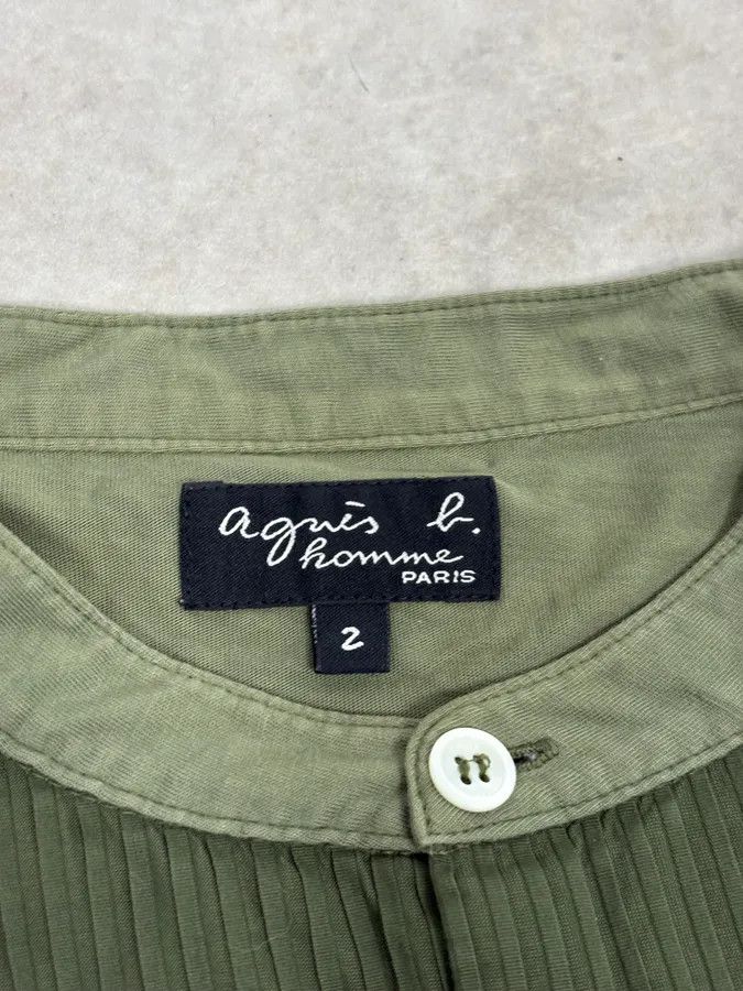 agnes b. 2000s Agnes b Olive Ribbed Plastron Henley Longsleeve Size US M / EU 48-50 / 2 - 9 Thumbnail
