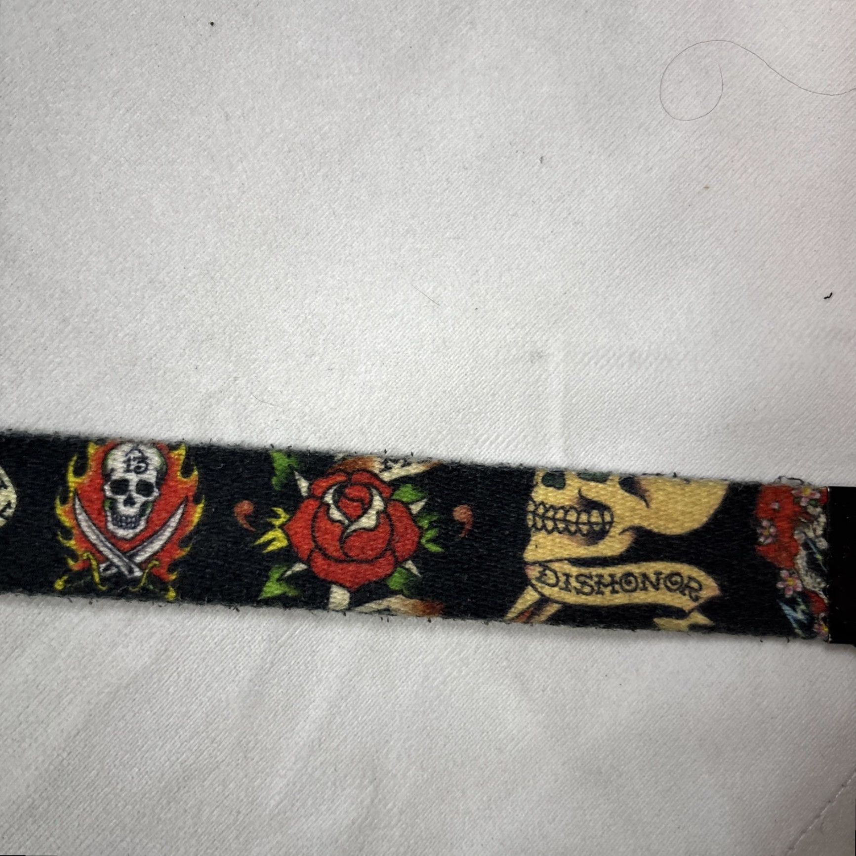 Ed Hardy VINTAGE Ed Hardy Belt One Size Black Cotton Logo Overprint Tattoo Skulls Y2K No Buckle 47 Inches Men Size ONE SIZE - 4 Thumbnail