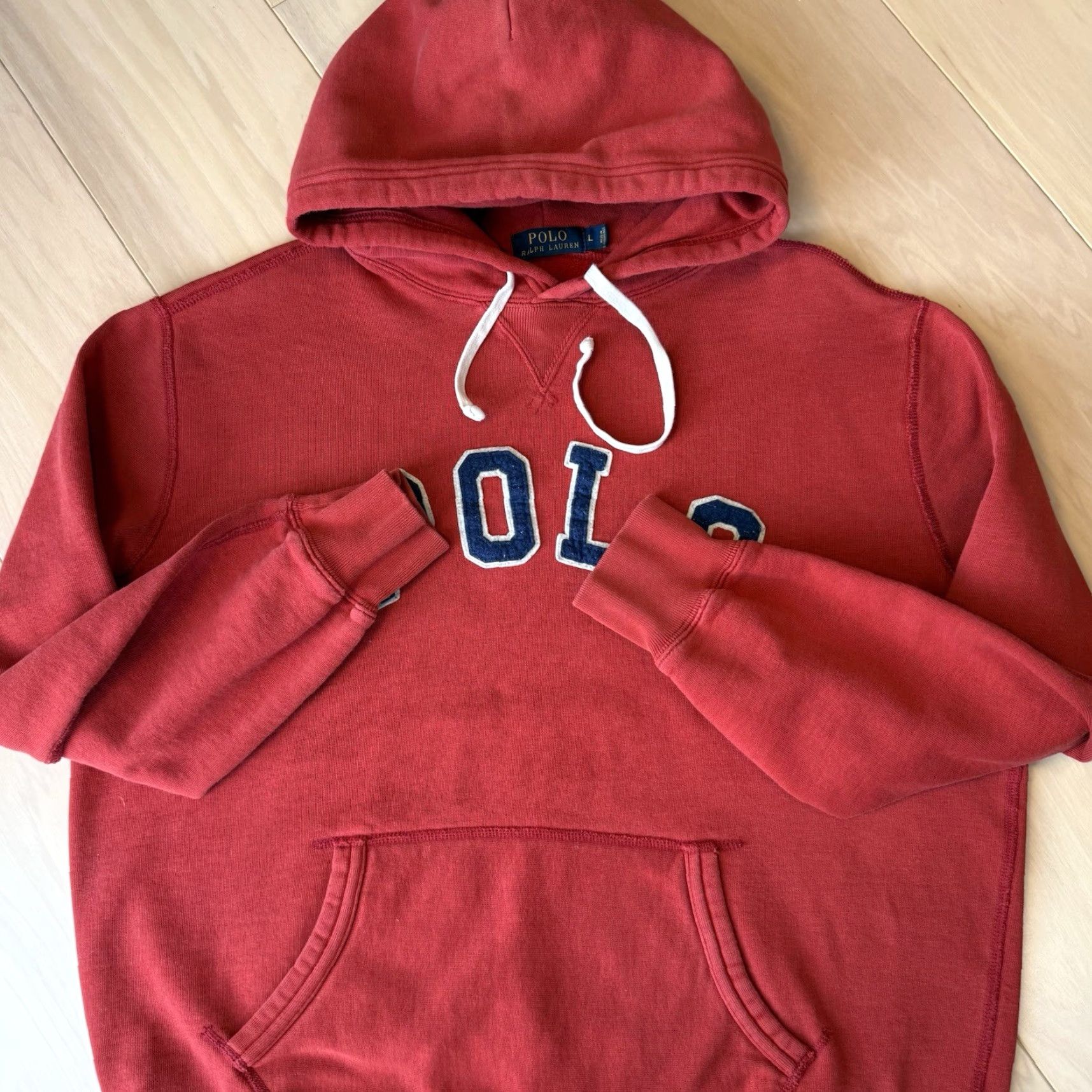 Polo Ralph Lauren Polo Ralph Lauren Hoodie Large Red Heavy Fleece Pullover Rugby 90s New York RRL Mens L Hoodie Size US L / EU 52-54 / 3 - 5 Thumbnail