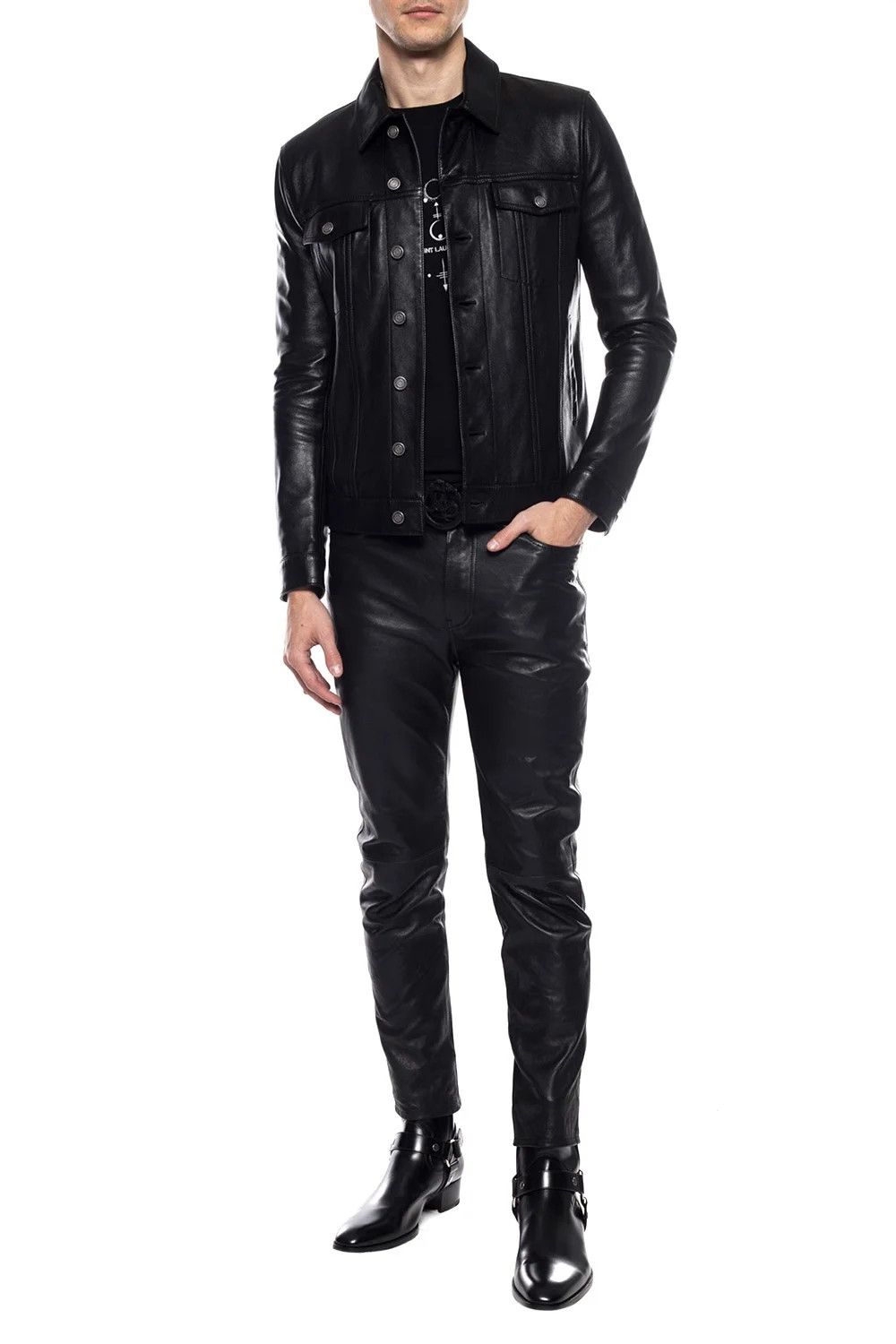 Saint Laurent Paris o1y0325 Leather Jacket in Black Size US L / EU 52-54 / 3 - 5 Thumbnail