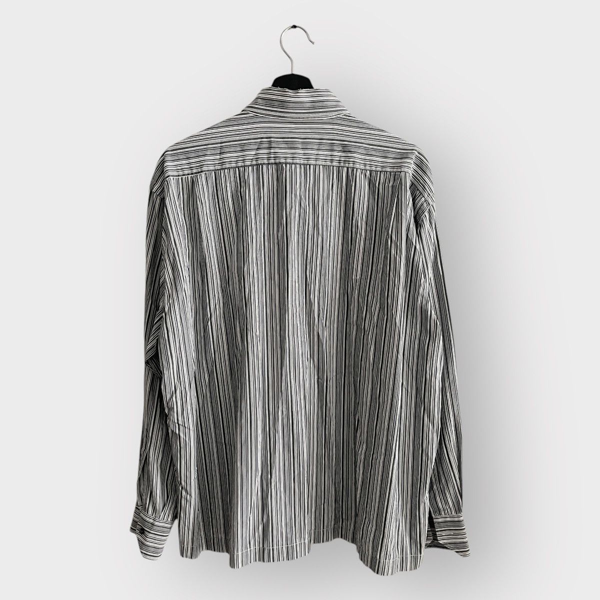 Etro STEAL! Vintage Etro Grey Stripe Shirt Size 44R - 2 Thumbnail