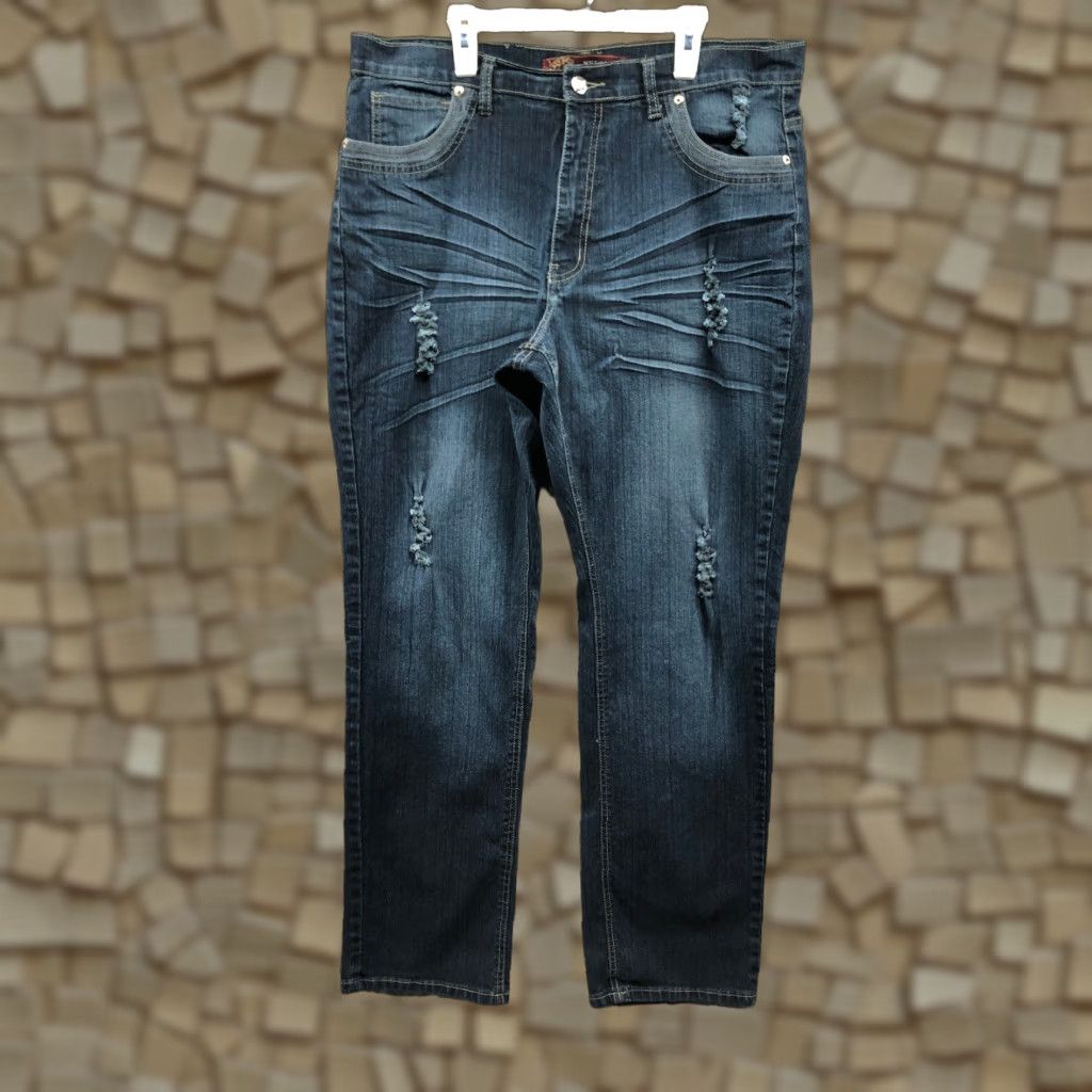 Denime Neeso Jeans Size 16 Womens Mid Rise Dark Wash Blue Denim Straight Leg Jeans Size 38" / US 16 / IT 52 - 1 Thumbnail