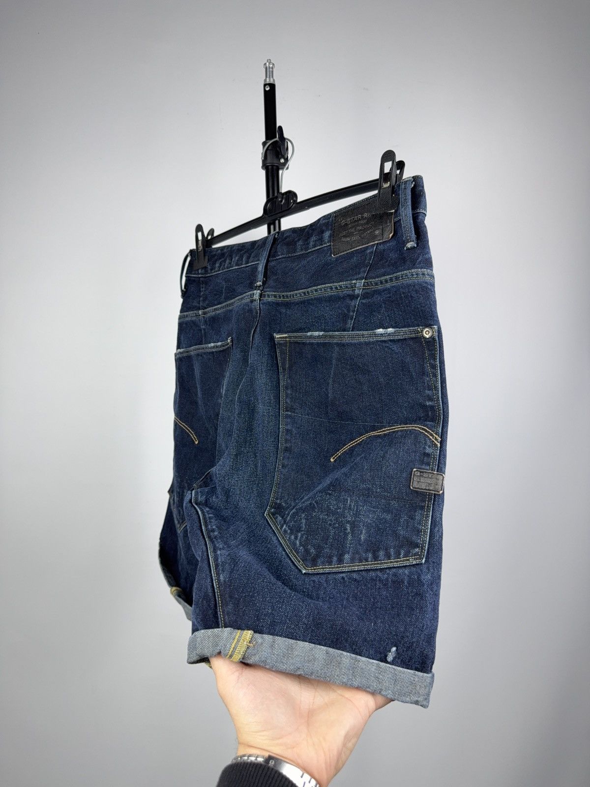 G-Star Vintage Retro 00s Y2K G-Star Raw Denim Shorts Dark Wash Size US 31 - 7 Thumbnail