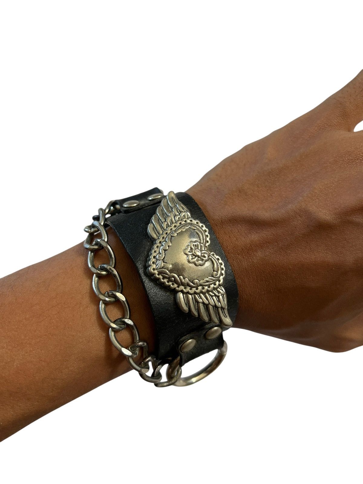 Leather × Vintage Vintage Flying Heart Leather Bracelet Size ONE SIZE - 10 Thumbnail