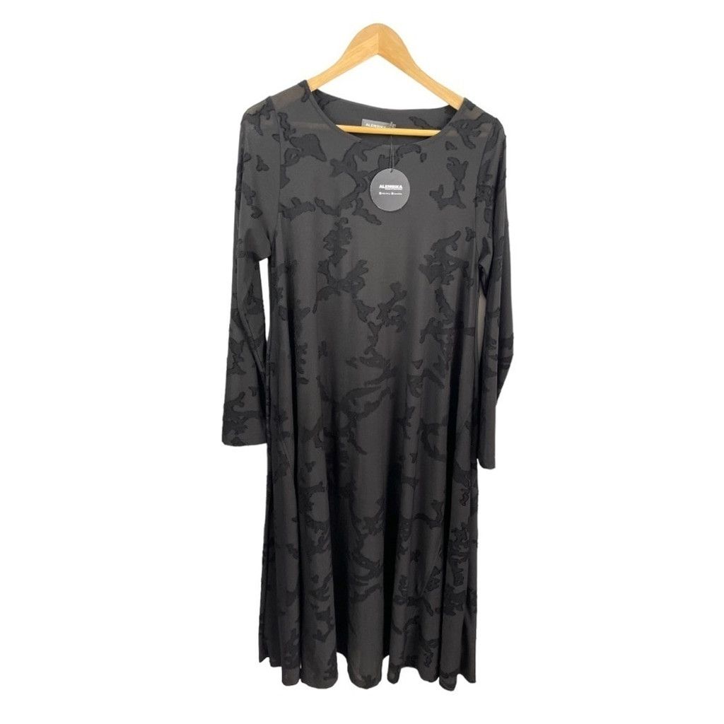 Other NEW Alembika Black Burnout Long Sleeve Maxi Dress Size 2(M) Size M / US 6-8 / IT 42-44 - 2 Thumbnail