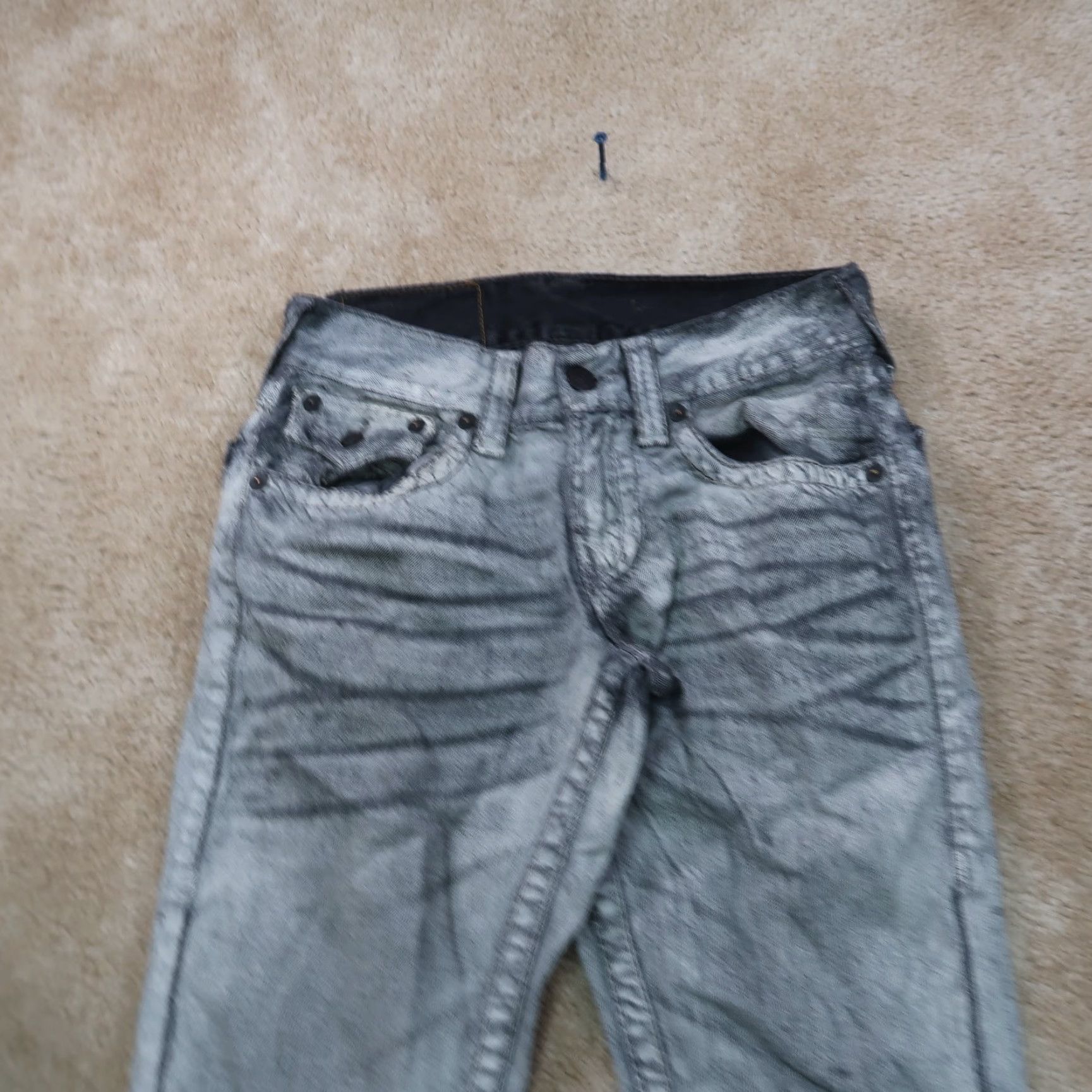 True Religion VINTAGE? No. True Religion Jeans Women's 27 Gray Denim Stretch Straight Leg Flap 90s Regular 33 Inseam Size 27" / US 4 / IT 40 - 3 Thumbnail