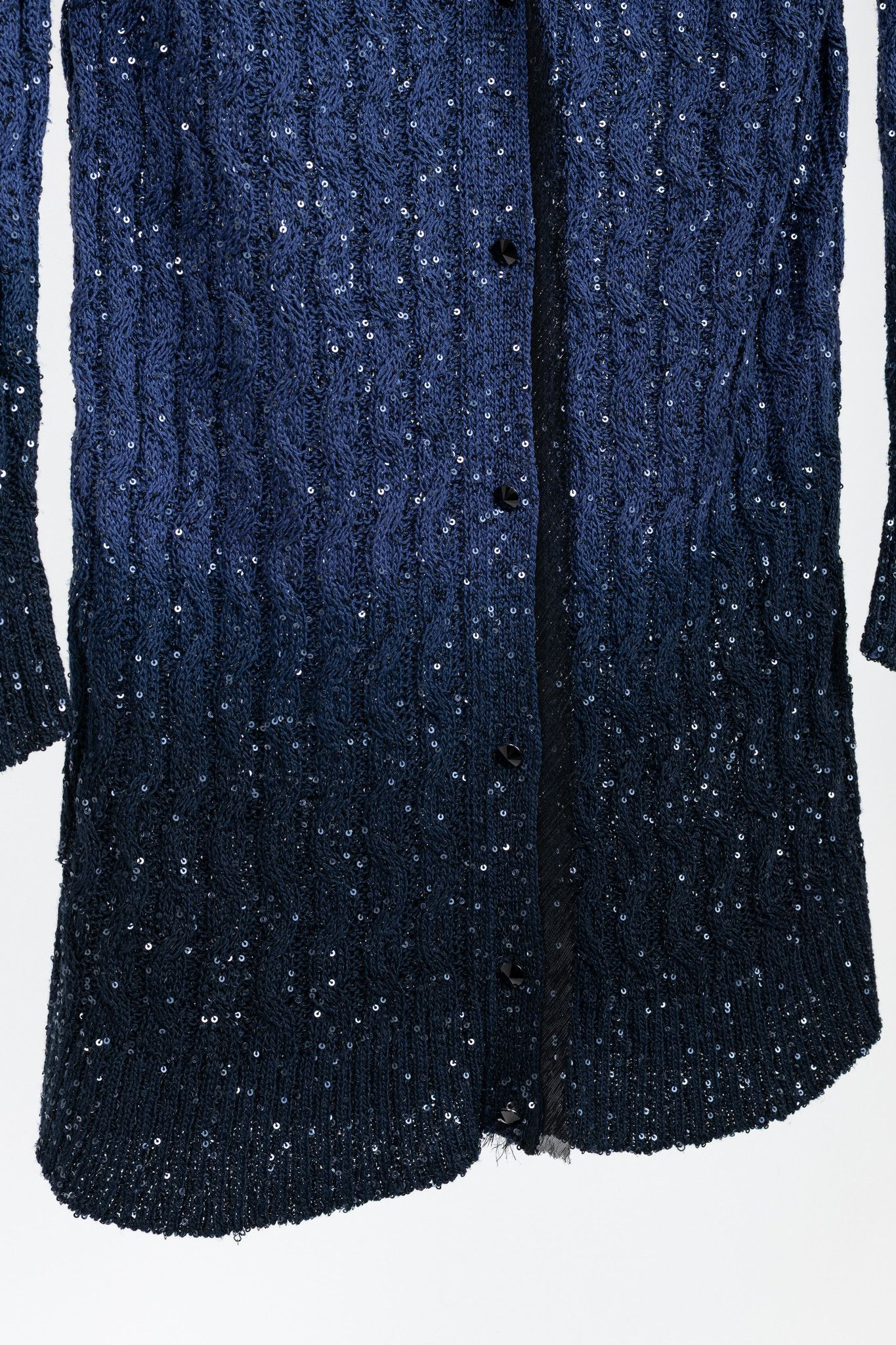 Oscar De La Renta Oscar de la Renta AW10 Silk-Blend Sequin Cable-Knit Cardigan Size L / US 10 / IT 46 - 7 Thumbnail