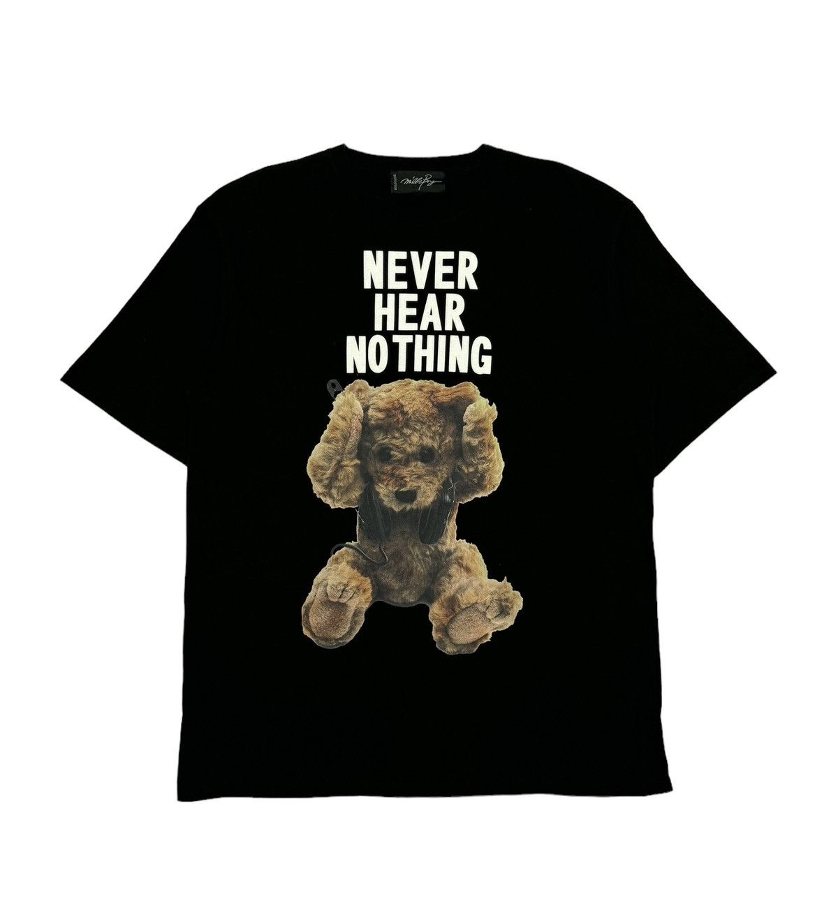 Japanese Brand Milk Boy *Never Hear Nothing* Bear Oversized Tee Size US XL / EU 56 / 4 - 1 Thumbnail