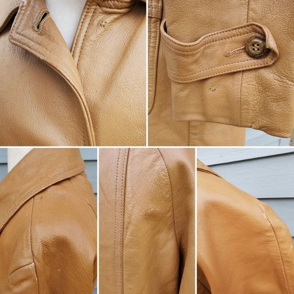 Vintage Vintage 70s Boho Camel Tan Honey Leather Button Front Jacket Size S / US 4 / IT 40 - 6 Thumbnail