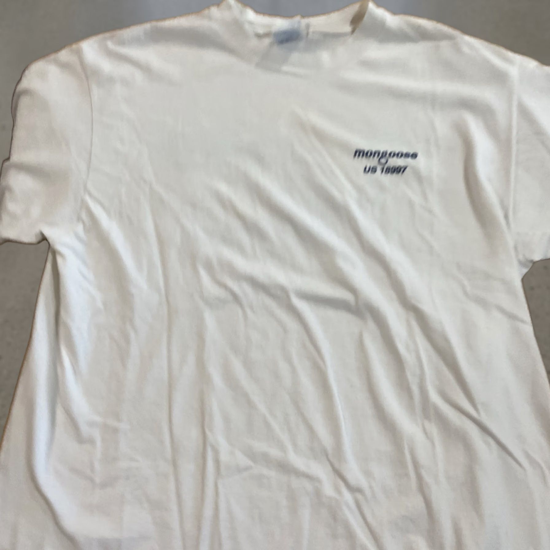 Gildan VINTAGE Mongoose Bike Logo BMX Mountain Bicycles Shirt XL White Graphic Tee Unisex 18997 Size US XL / EU 56 / 4 - 1 Thumbnail