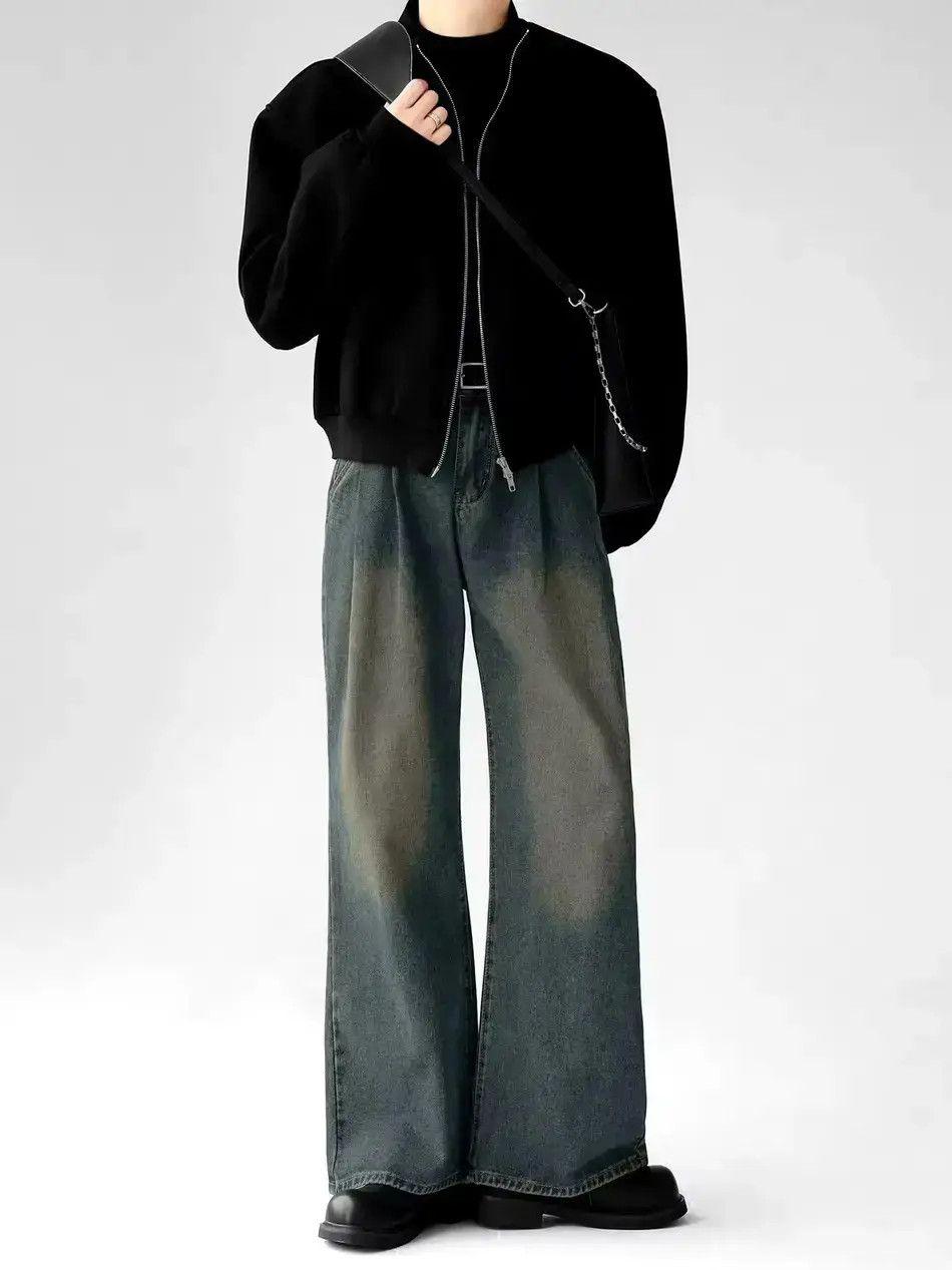 Japanese Brand Vintage baggy pleated wide leg washed jeans Size US 30 / EU 46 - 6 Thumbnail
