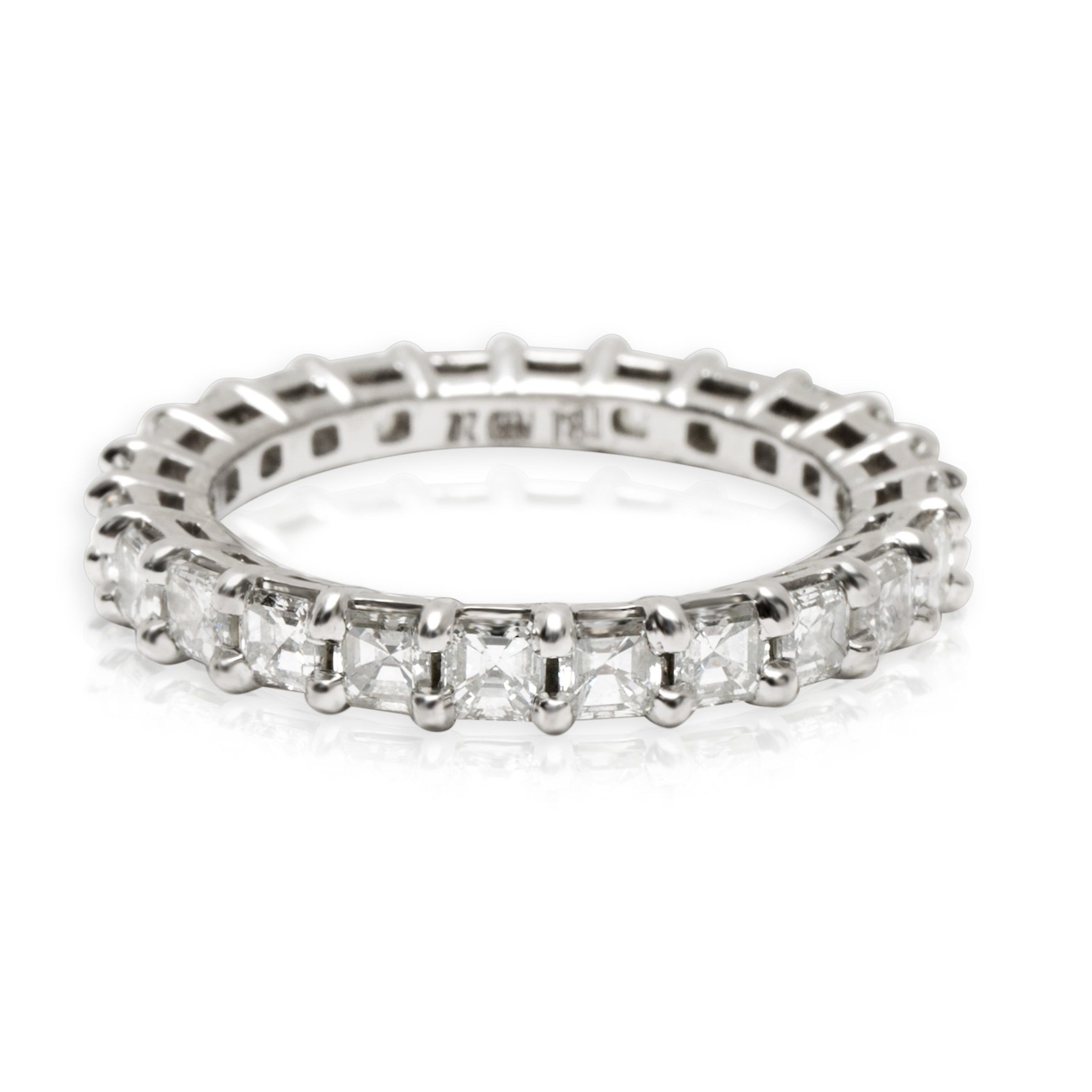 image of Tiffany Co Blue Nile Asscher Cut Diamond Eternity Band In Platinum 2.02 Ctw, Women's
