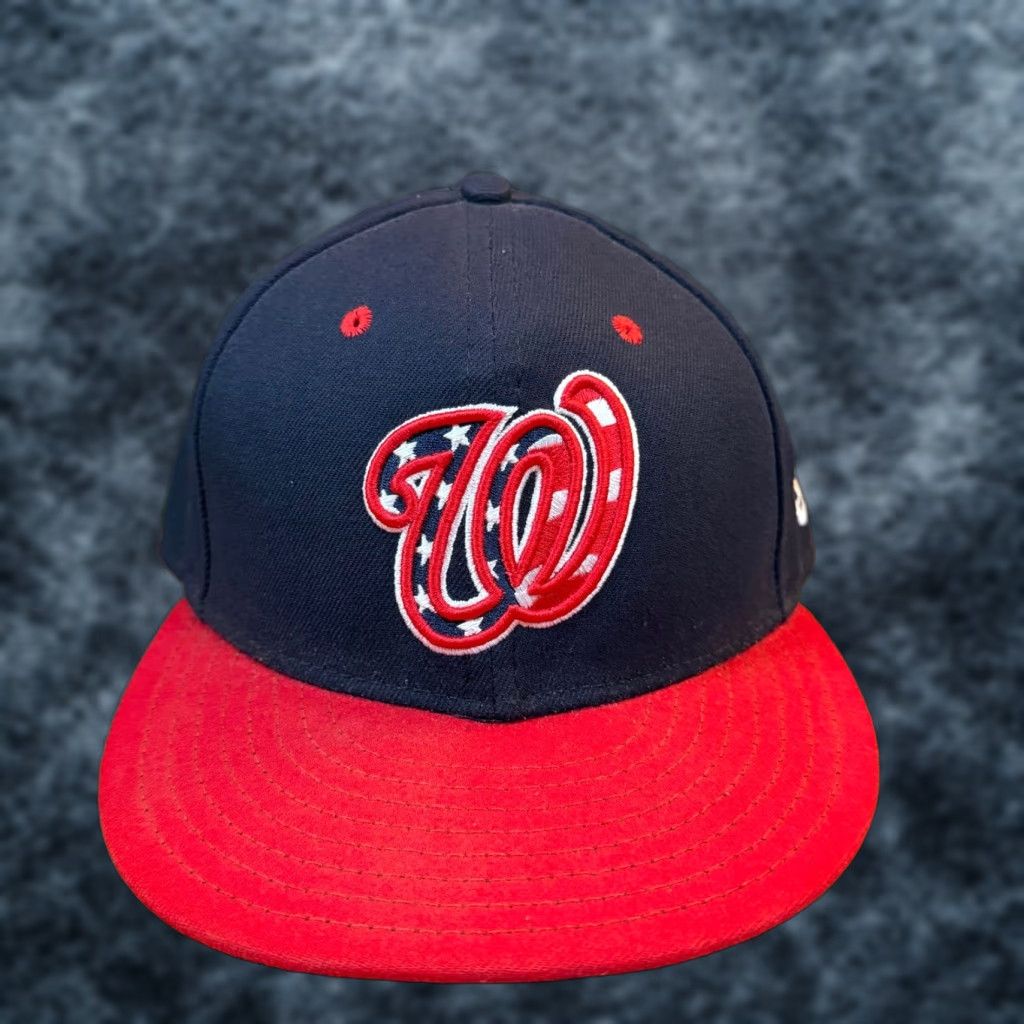 New Era New Era Washington Nationals 59FIFTY Hat Navy Red 6 7/8 Mens Baseball Cap Size ONE SIZE - 1 Thumbnail