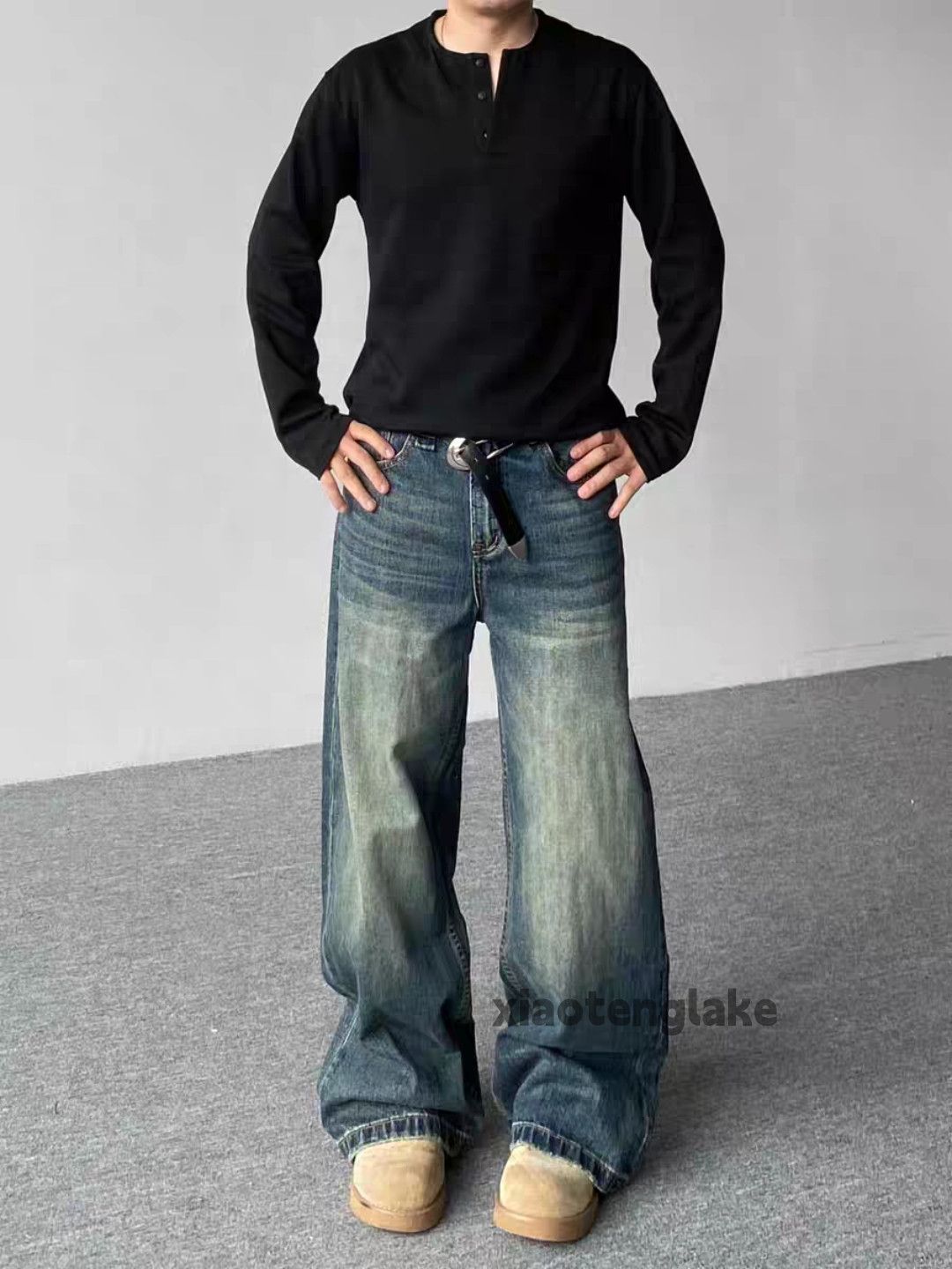 Jean Custom washed faded loose baggy hiphop y2k jeans Size US 28 / EU 44 - 5 Thumbnail